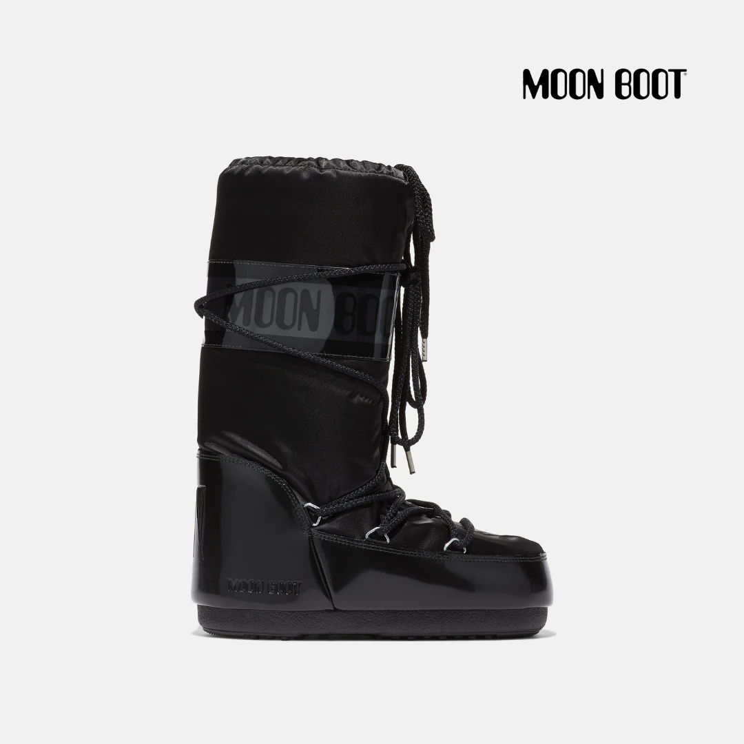MOONBOOT GLANCE SATIN BOOTS - BLACK