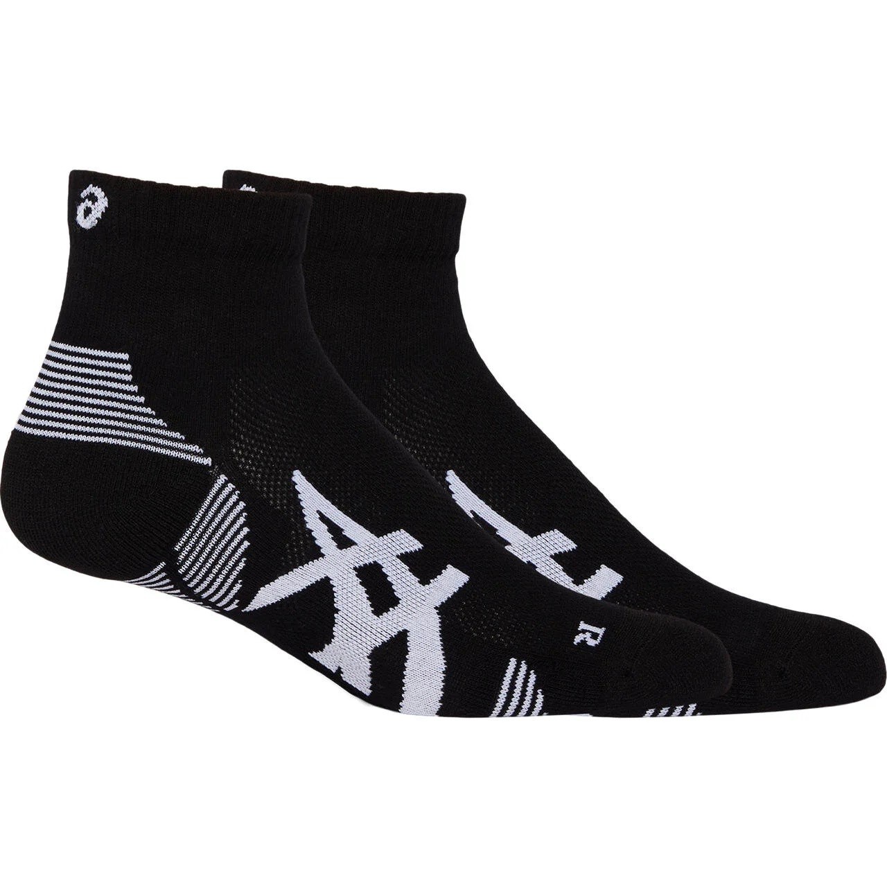 ASICS 2PPK CUSHION RUN QUARTER SOCK - BLACK WHITE