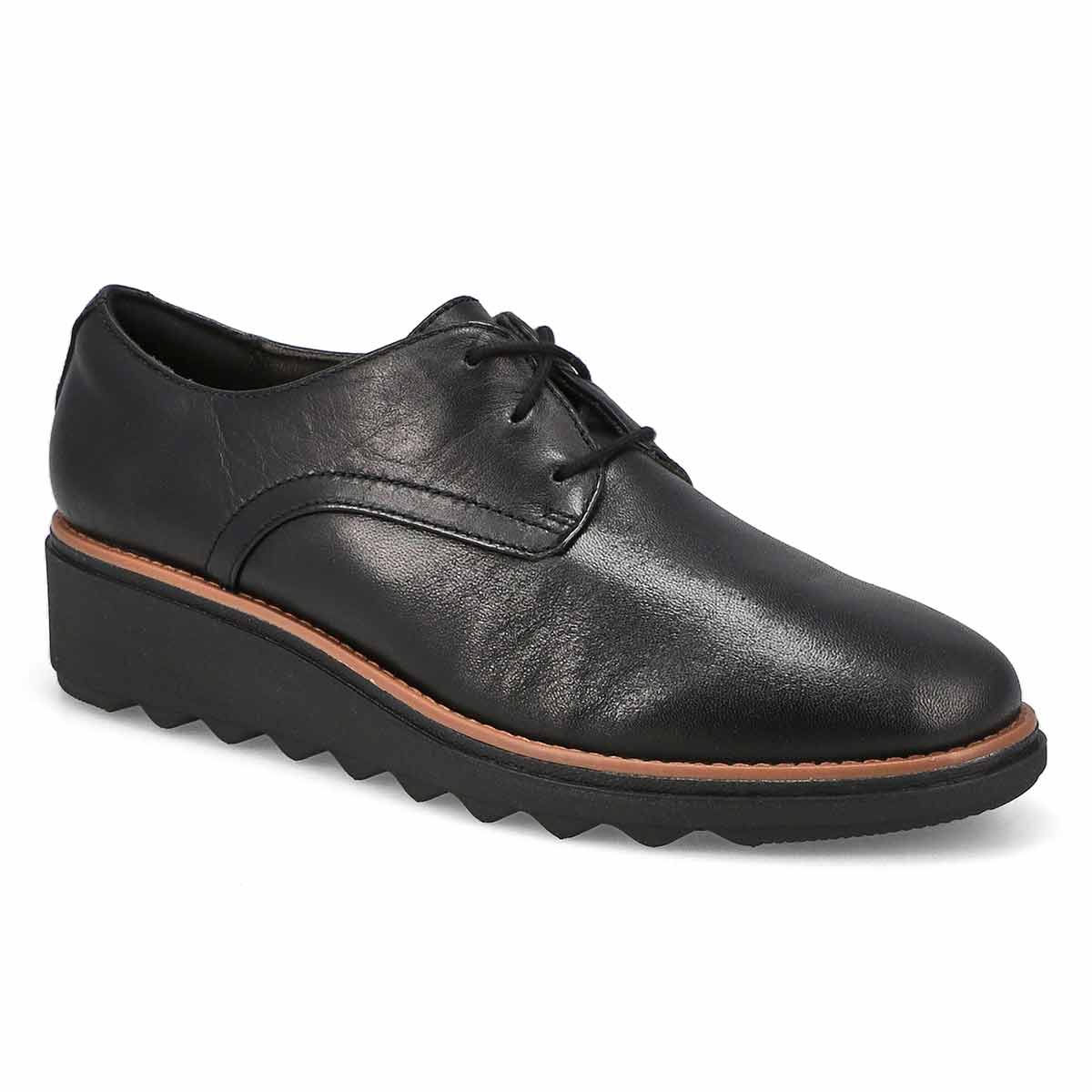 CLARKS SHARON RAE - BLACK LEATHER