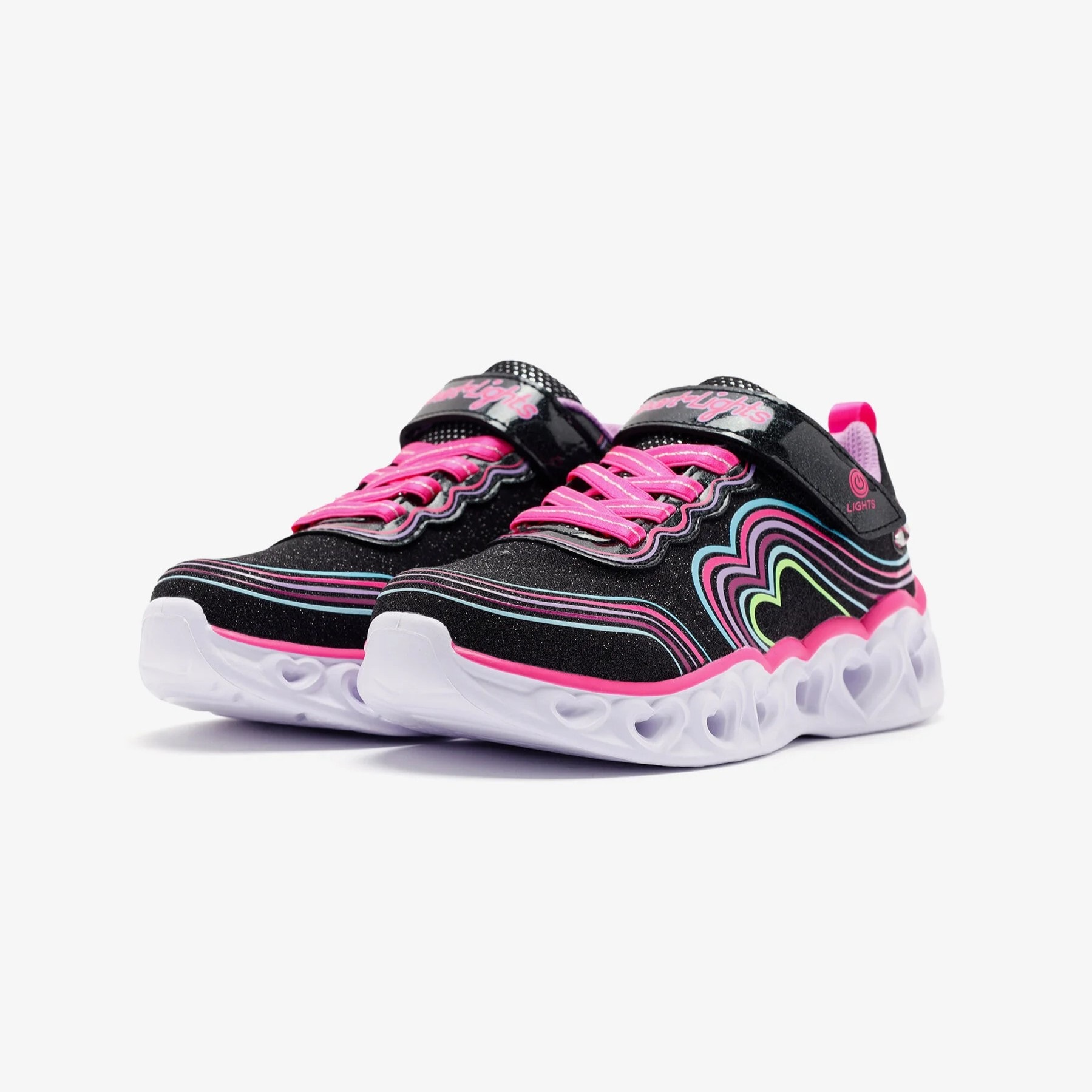 SKECHERS HEART LIGHTS - RETRO HEARTS - BLACK MULTI