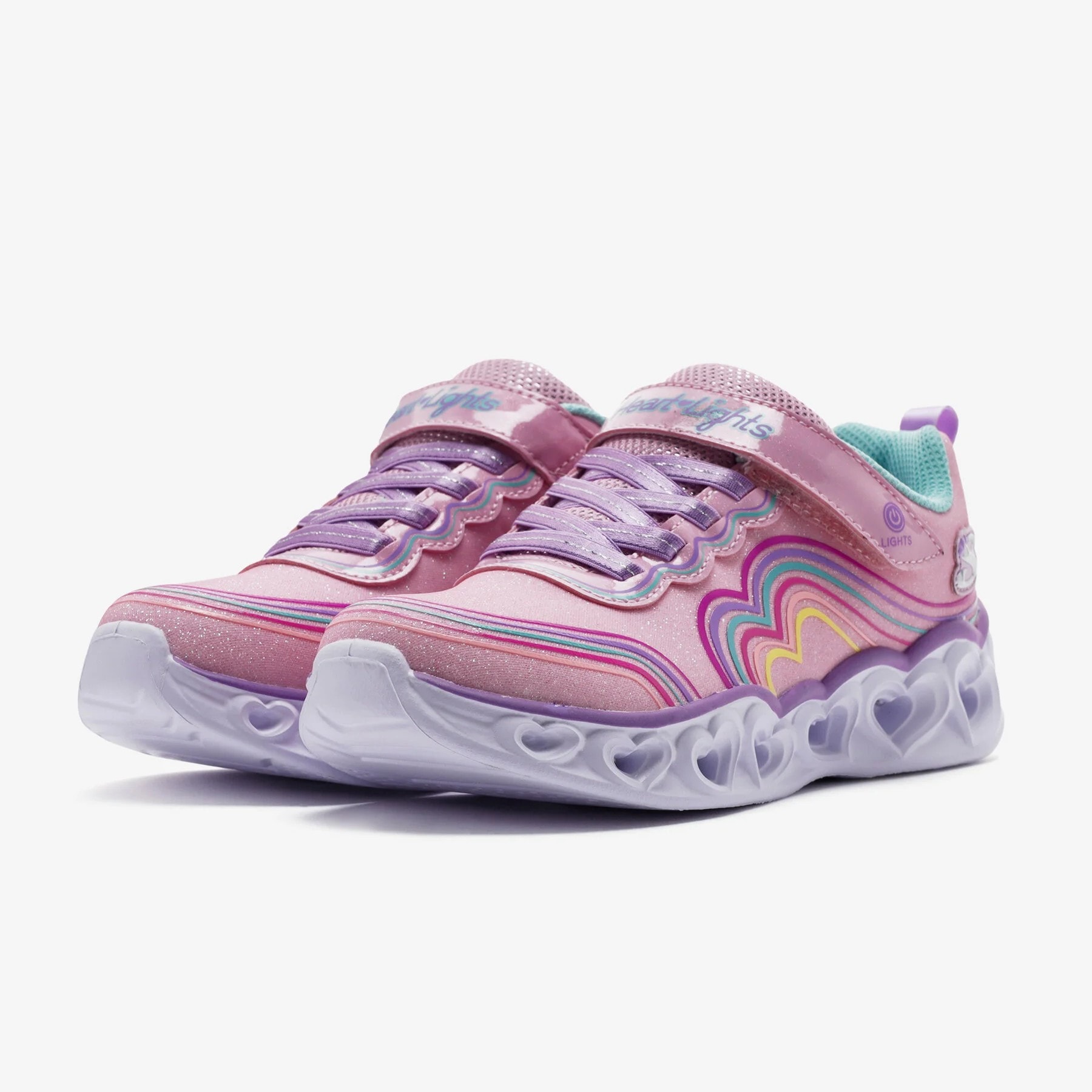 SKECHERS HEART LIGHTS - RETRO HEARTS - LIGHT PINK MULTI