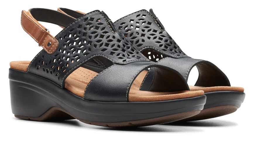 CLARKS TULEAH SUN - BLACK LEATHER