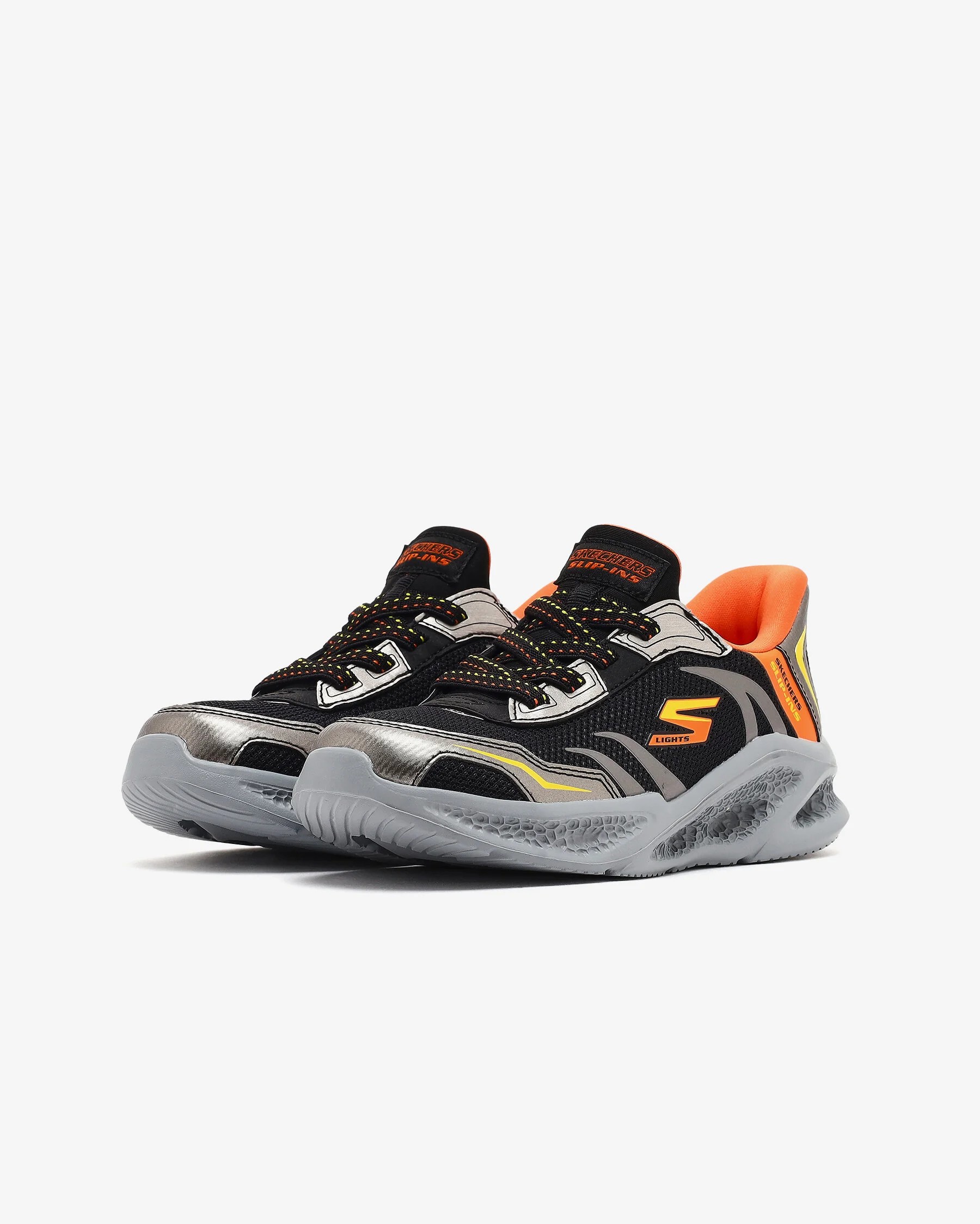 SKECHERS METEOR-LIGHTS BRISK - BLACK SILVER