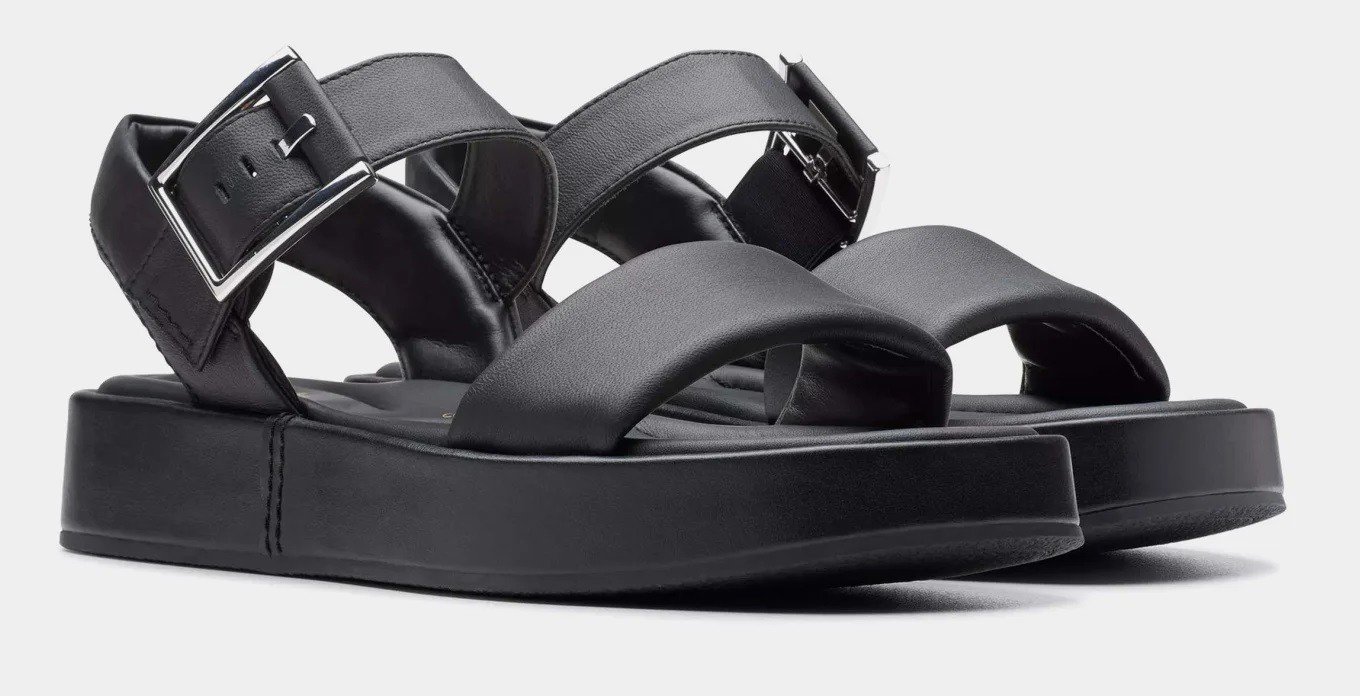 CLARKS ALDA STRAP - BLACK LEATHER