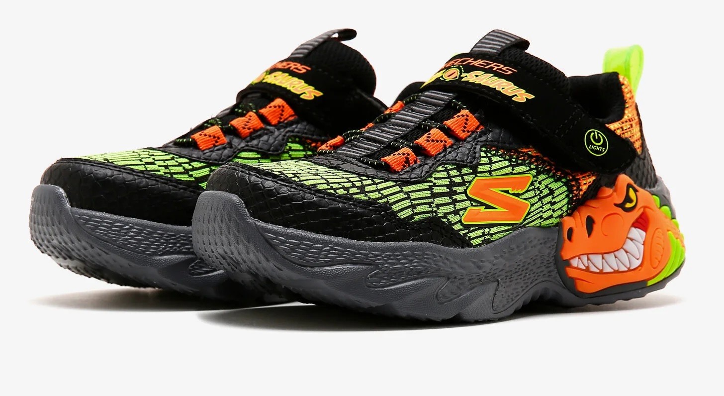SKECHERS DINO - LIGHTS - BLACK ORANGE