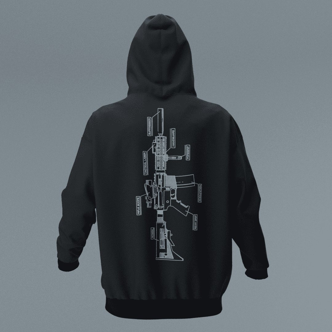 M16 Siyah Oversize Hoodie