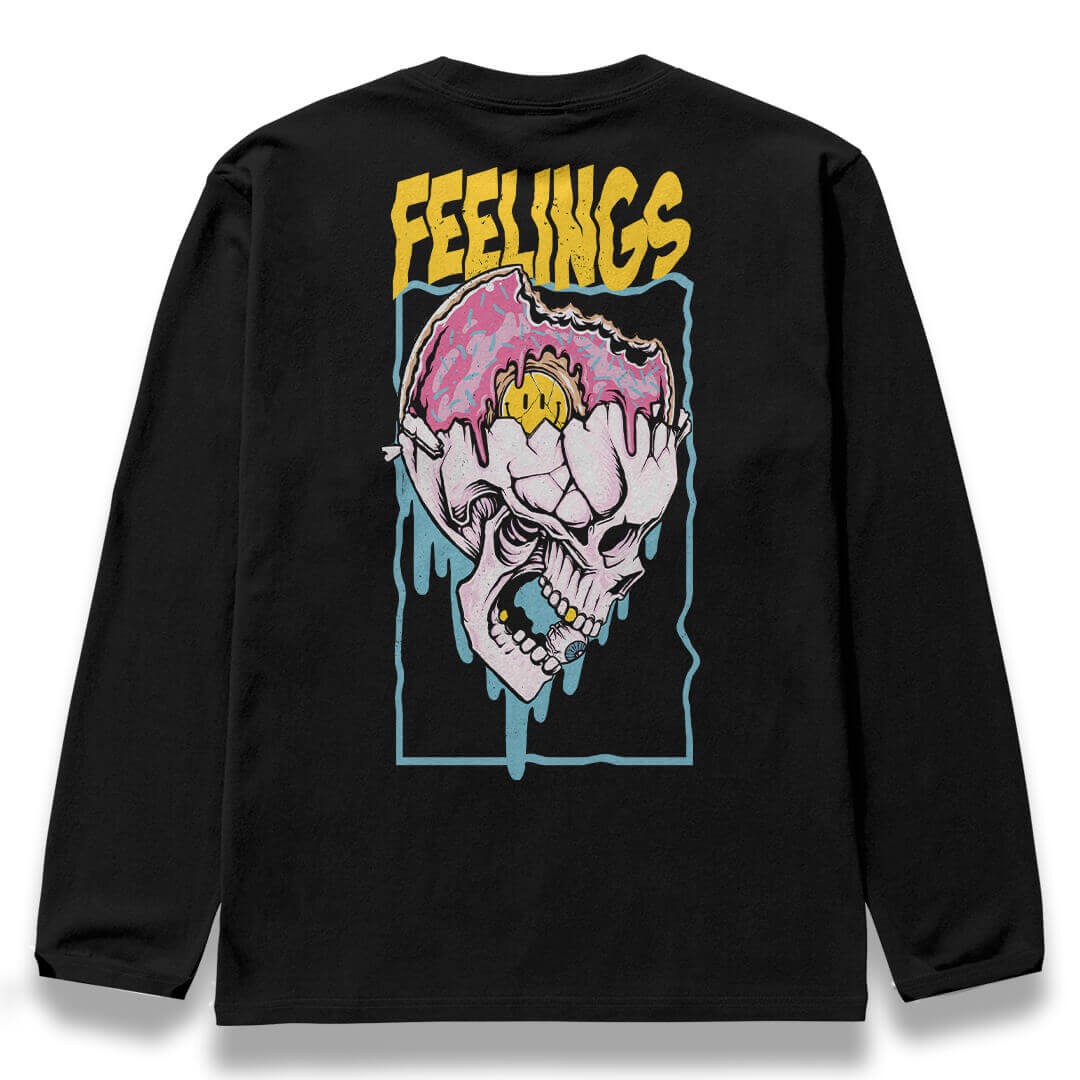 FEELINGS Siyah Oversize Kalıp Long Sleeve