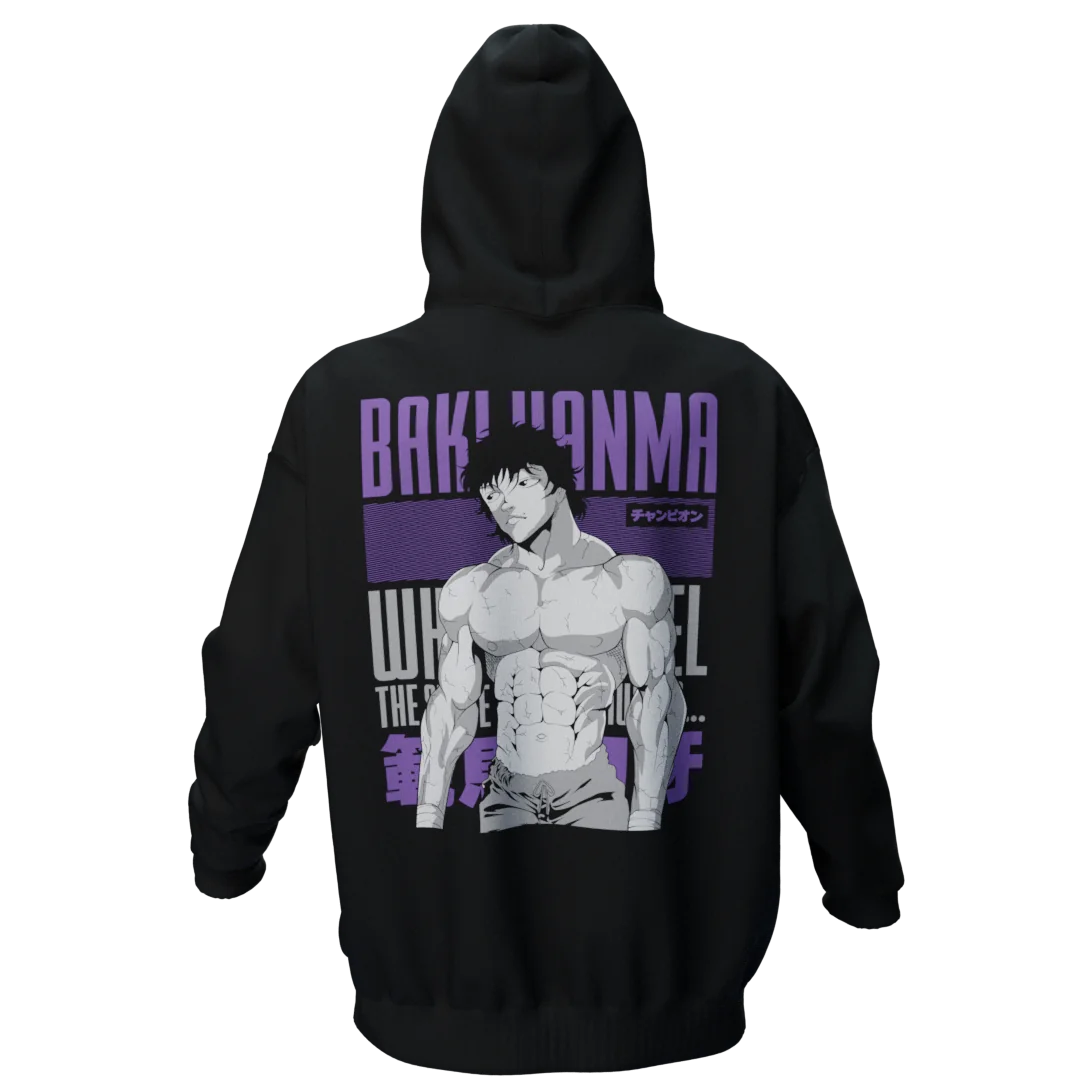BAKI HANMA Siyah Oversize Hoodie