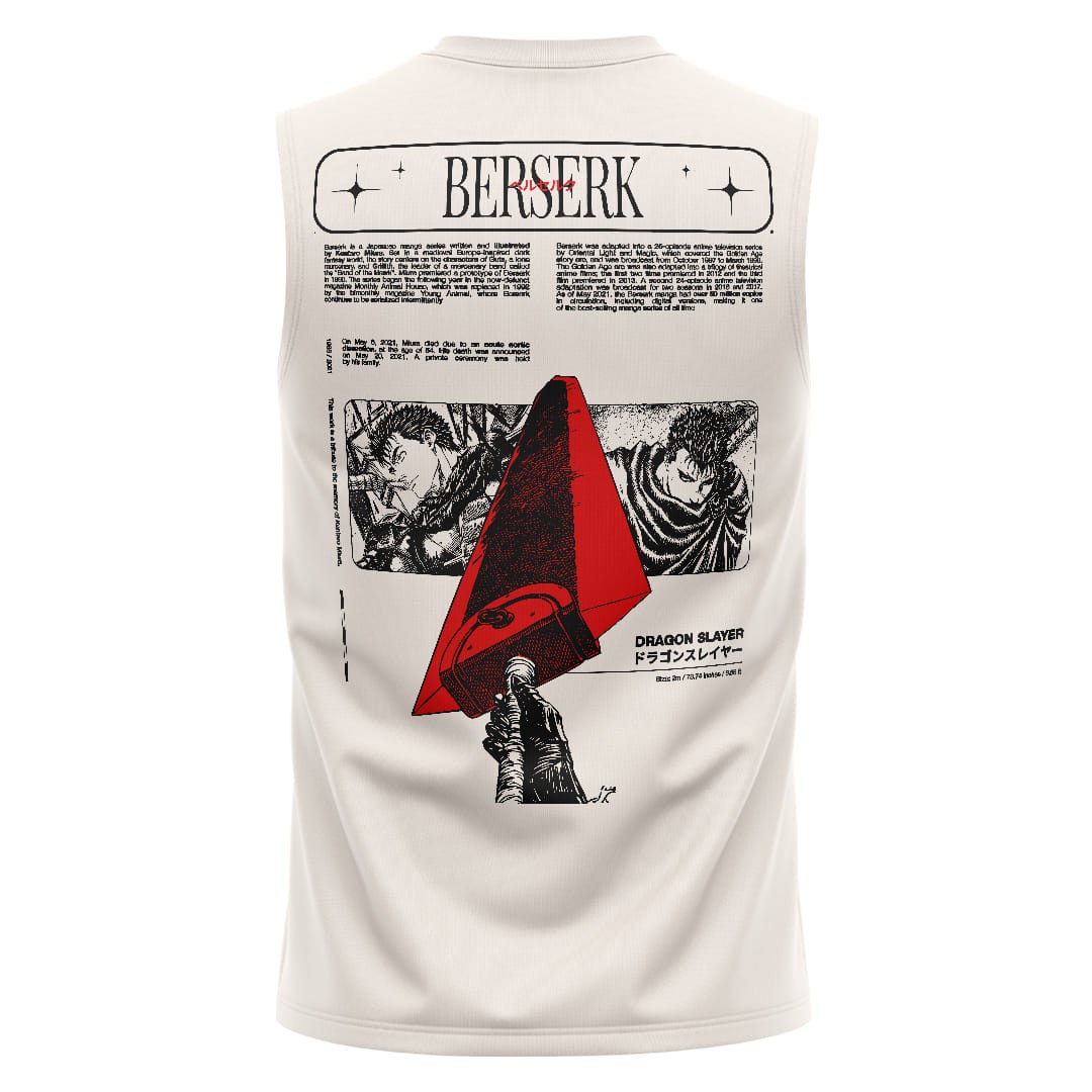 BERSERK Kırık Beyaz Regular Fit Sleeveless T-Shirt