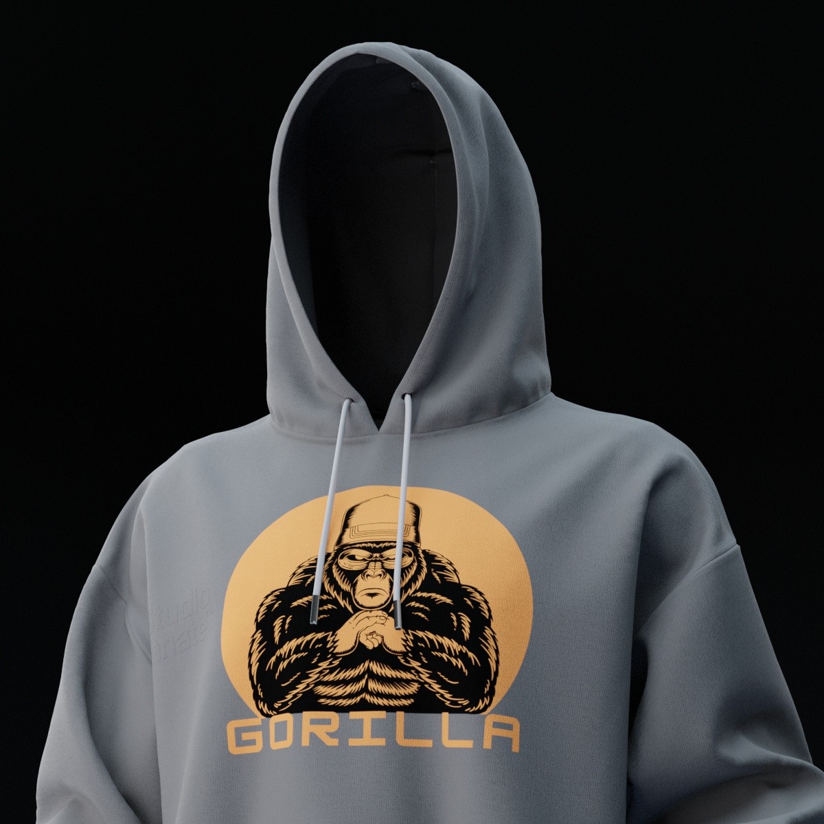 GORILLA Gri Oversize Hoodie