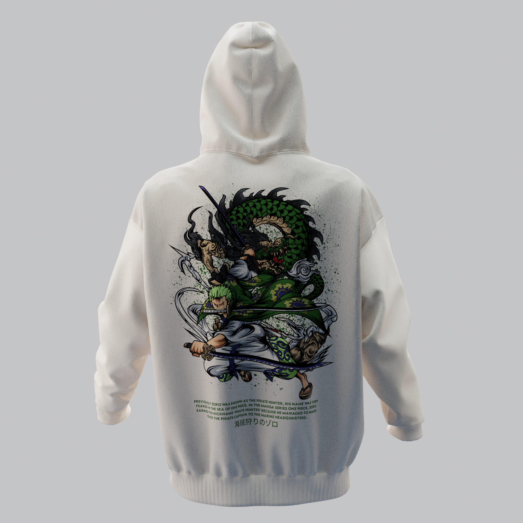 ZORO Kırık Beyaz Oversize Hoodie 