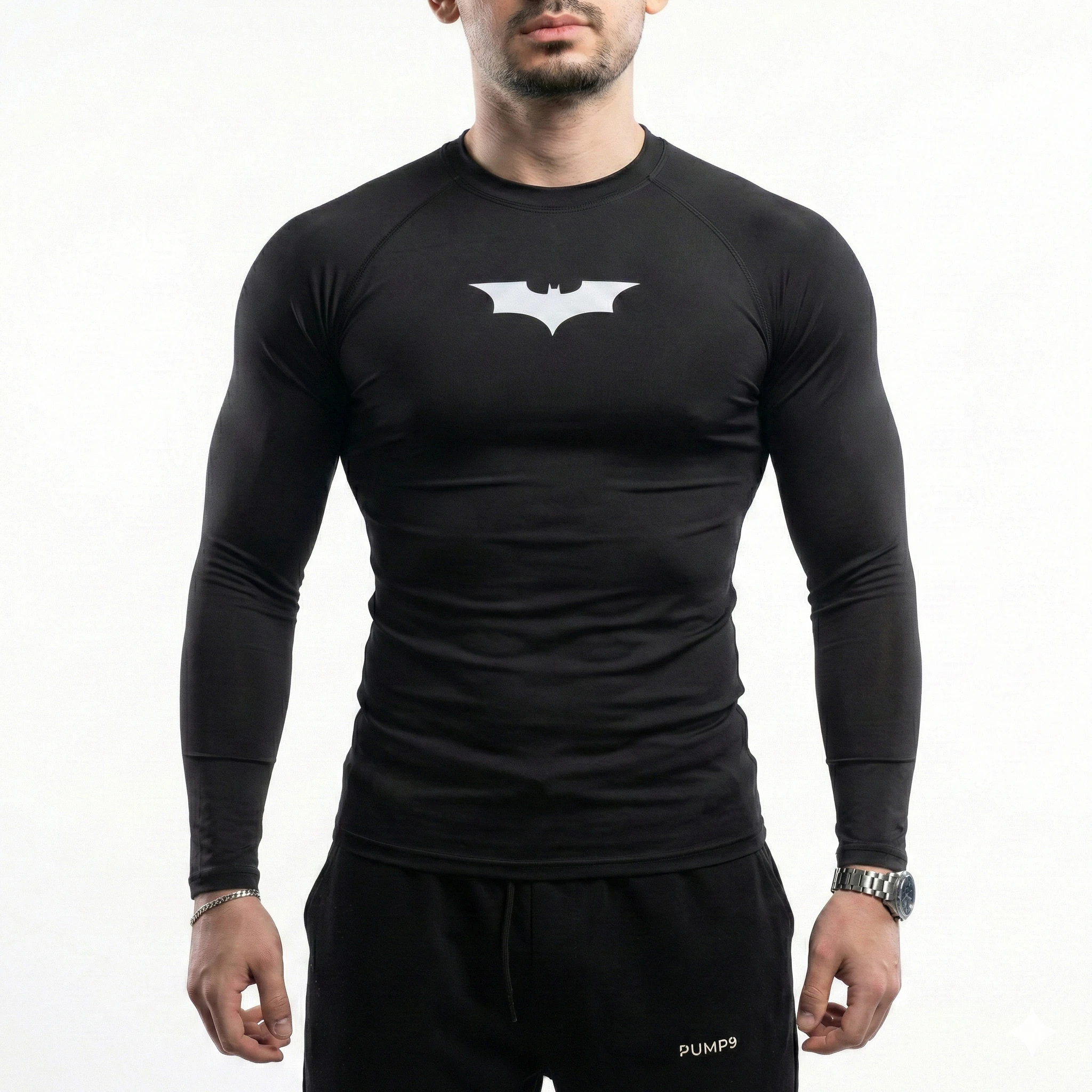 PUMP9® - BATMAN Siyah Long Sleeve Compression T-Shirt