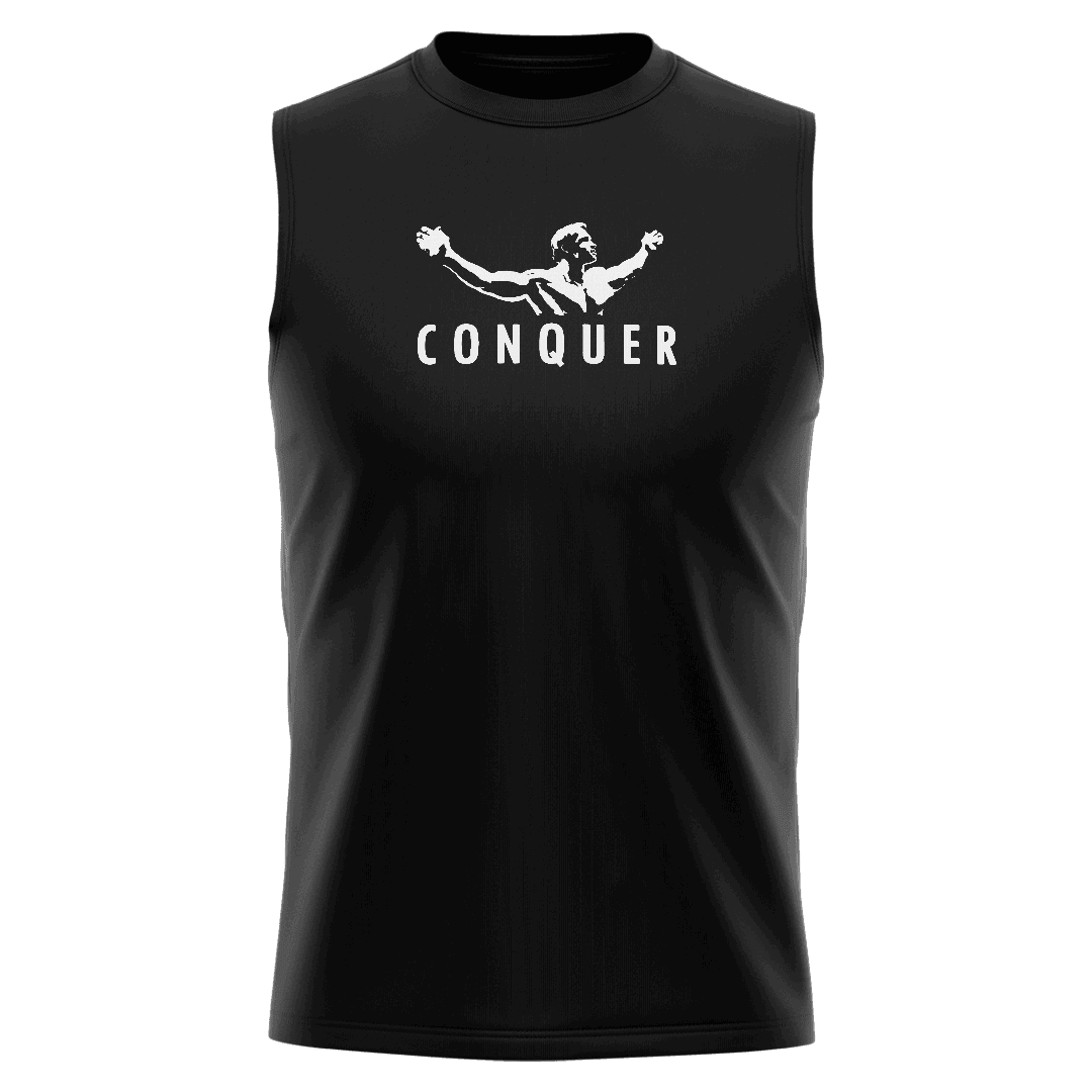 CONQUER Siyah Regular Fit Sleeveless T-Shirt