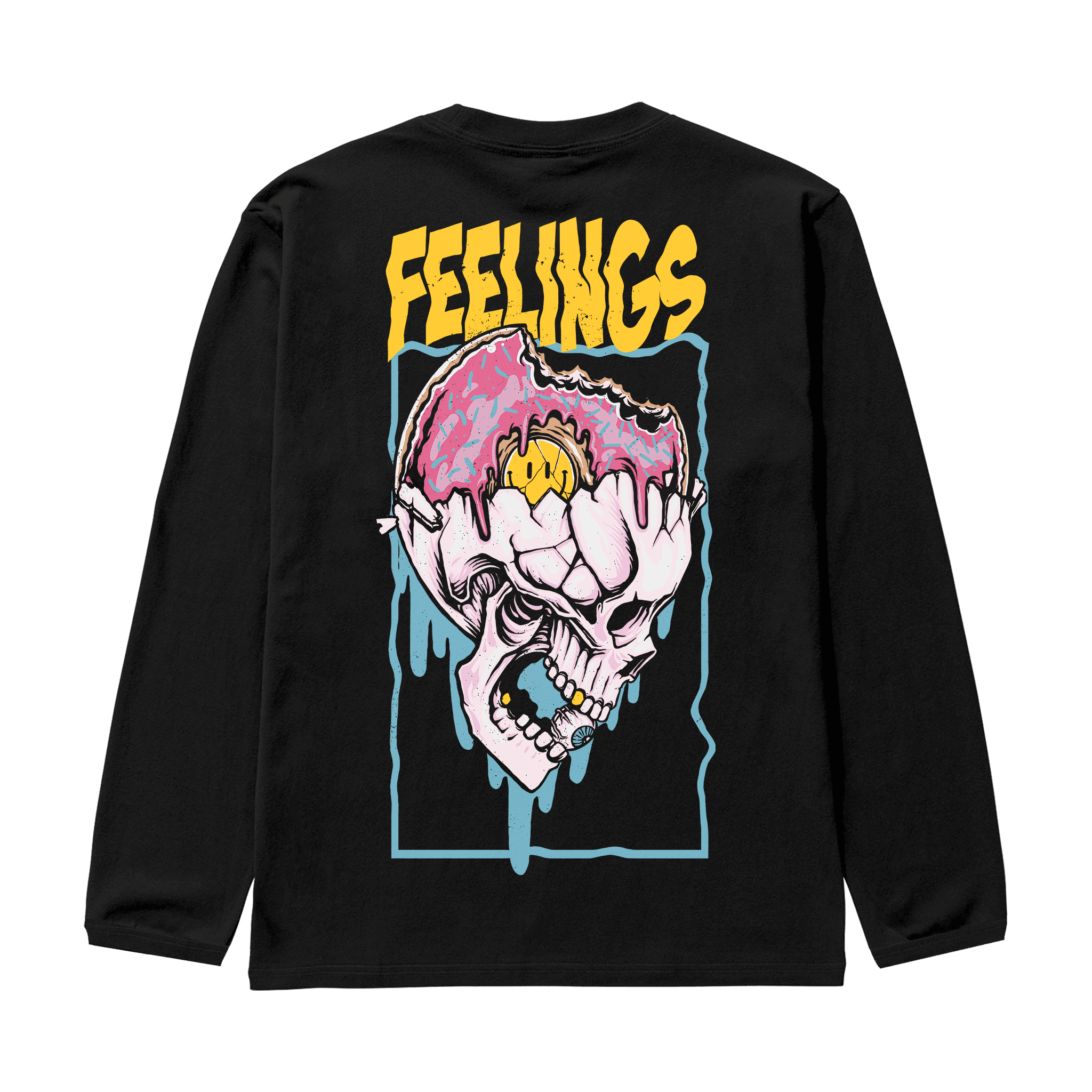 FEELINGS Siyah Oversize Long Sleeve T-Shirt