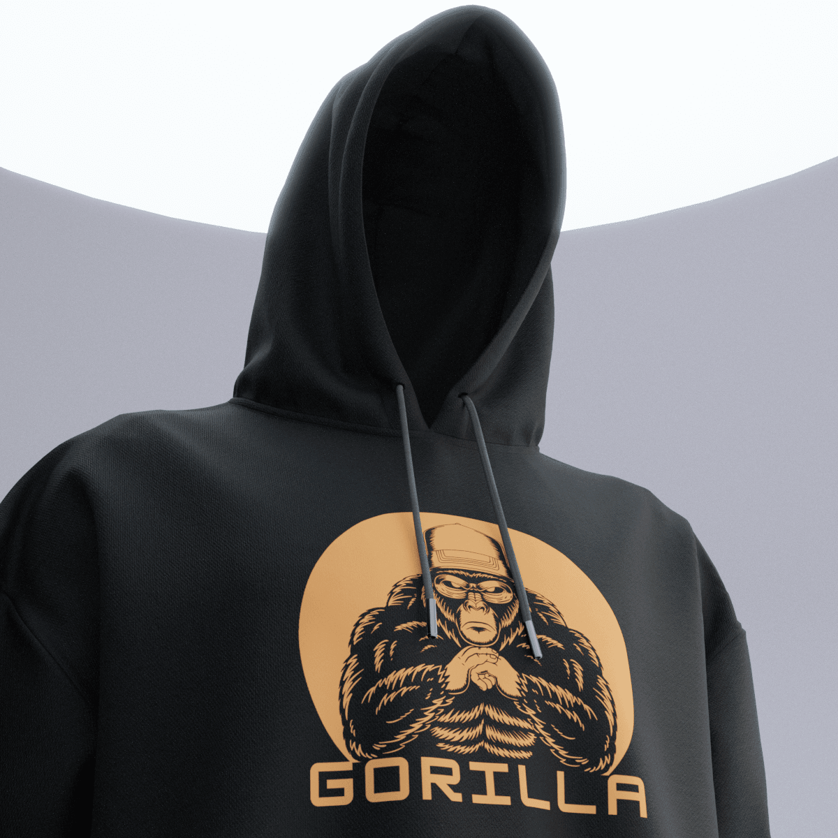 GORILLA Siyah Oversize Kalıp Hoodie