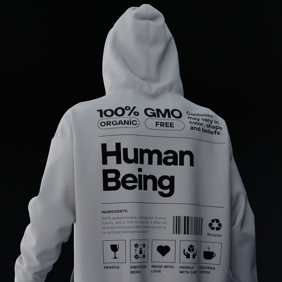 HUMANBEING Gri Oversize Hoodie