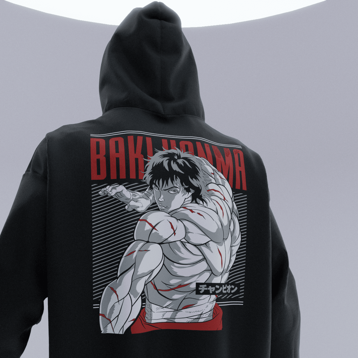 BAKI Siyah Oversize Kalıp Hoodie