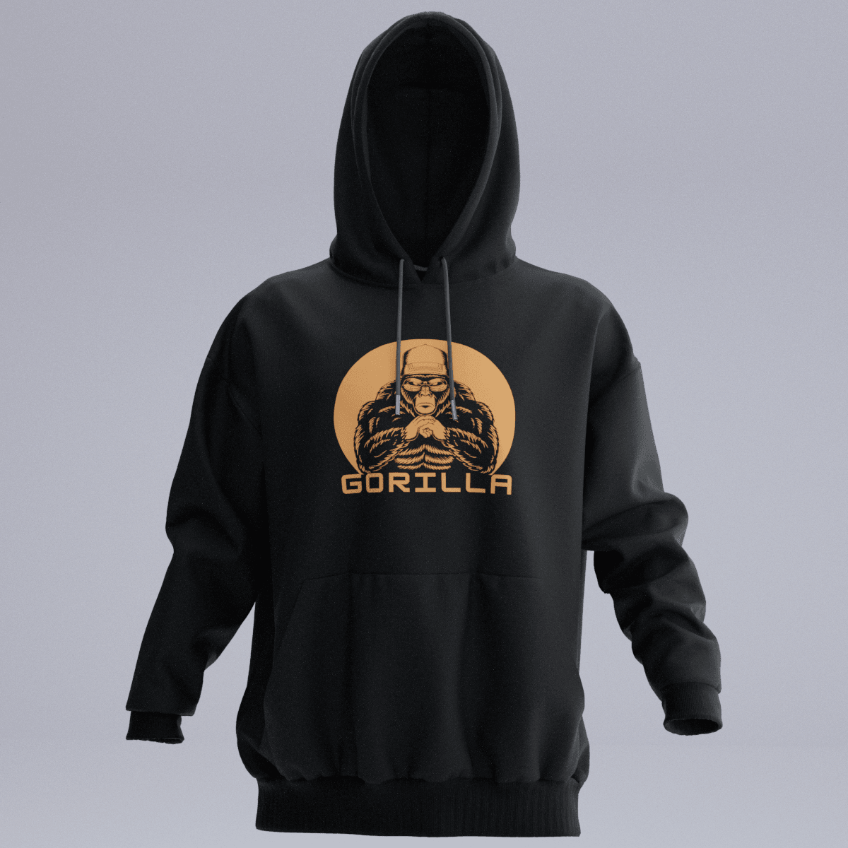 GORILLA Siyah Oversize Kalıp Hoodie