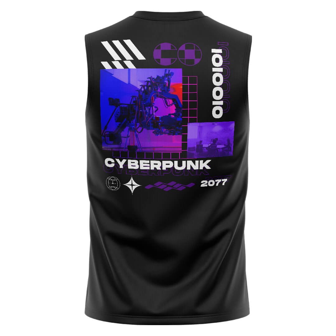 CYBERPUNK Siyah Regular Fit Sleeveless T-Shirt