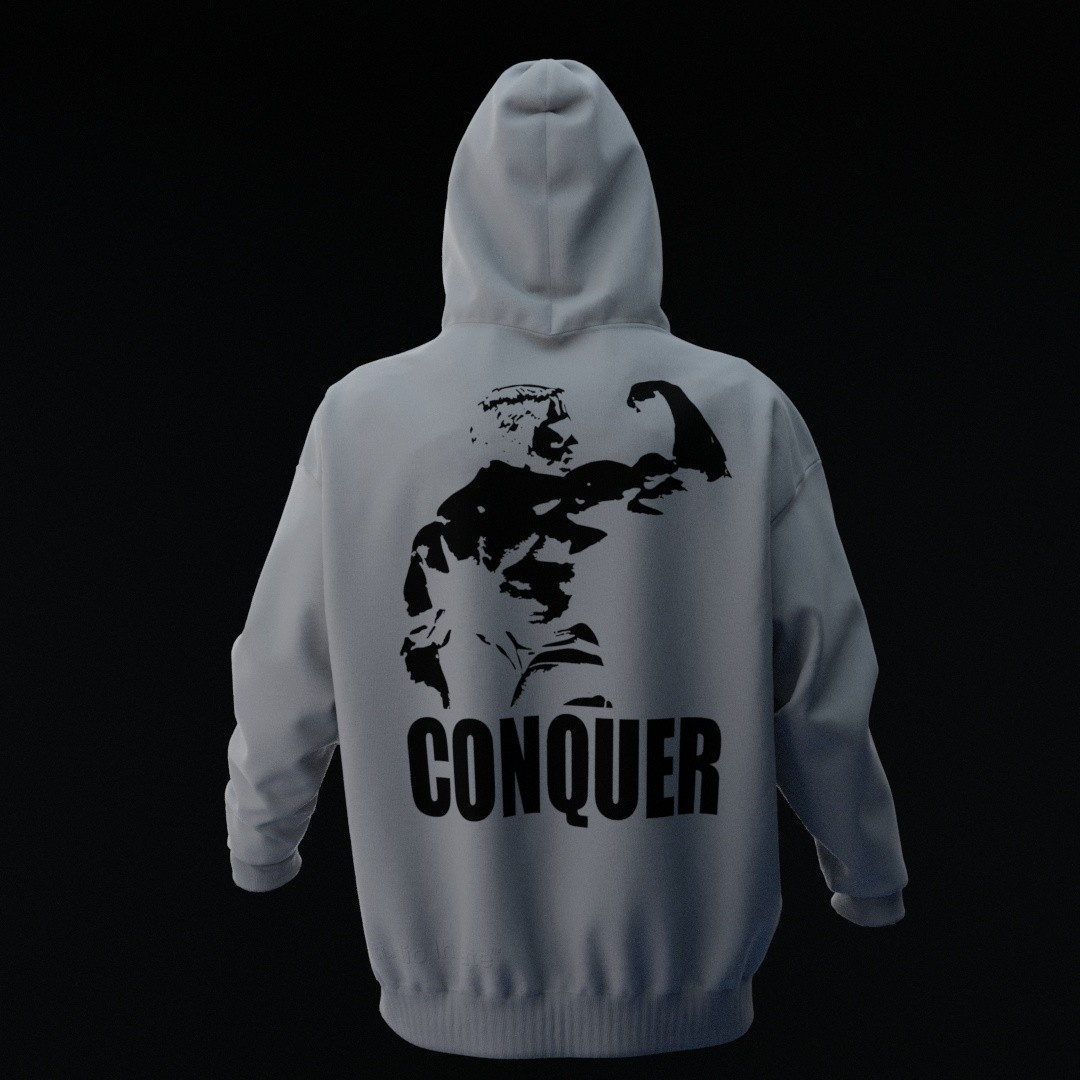 CONQUER Gri Oversize Hoodie