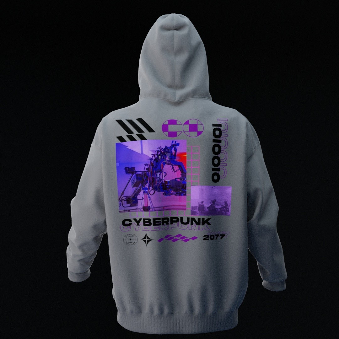 CYBERPUNK Gri Oversize Hoodie