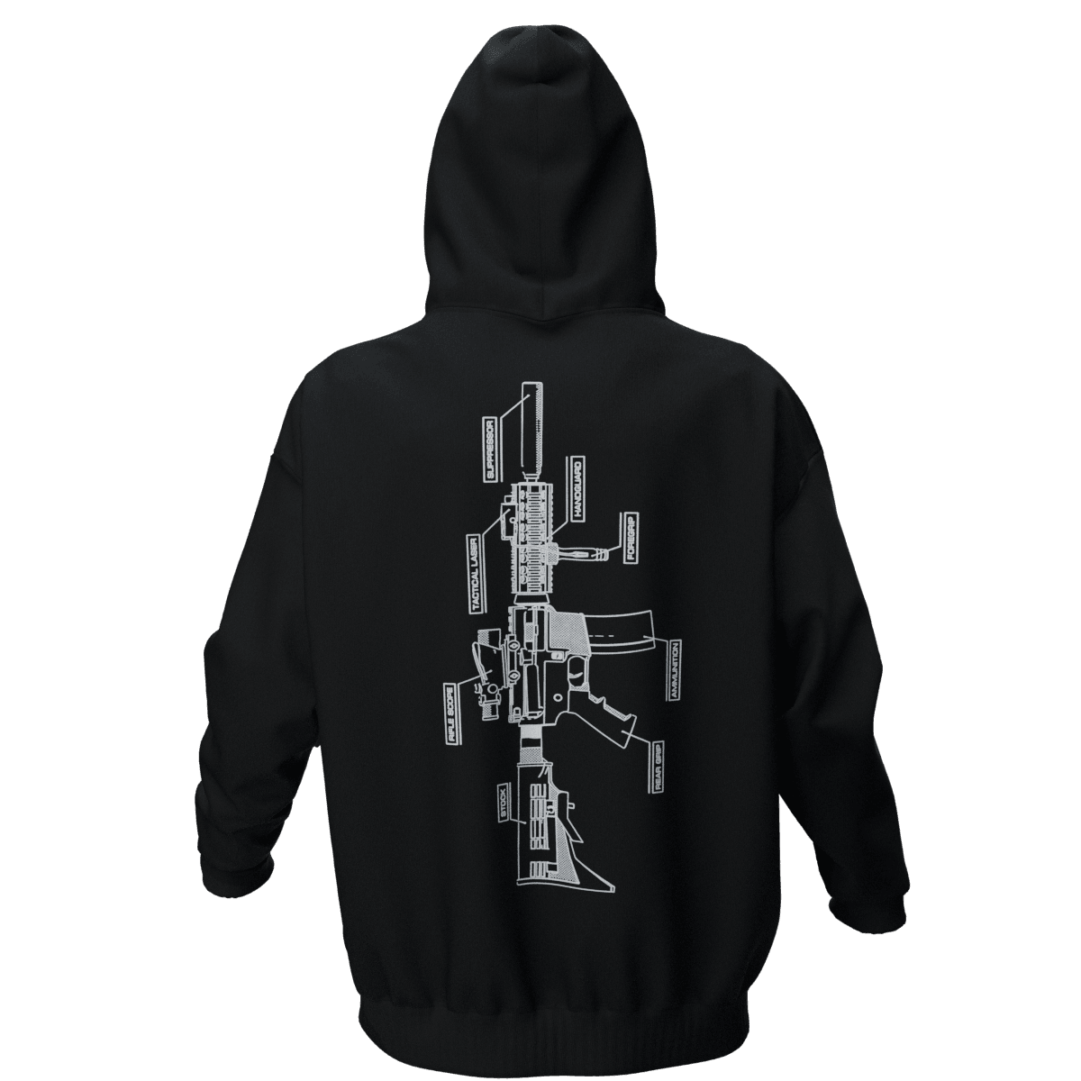 M16 Siyah Oversize Hoodie