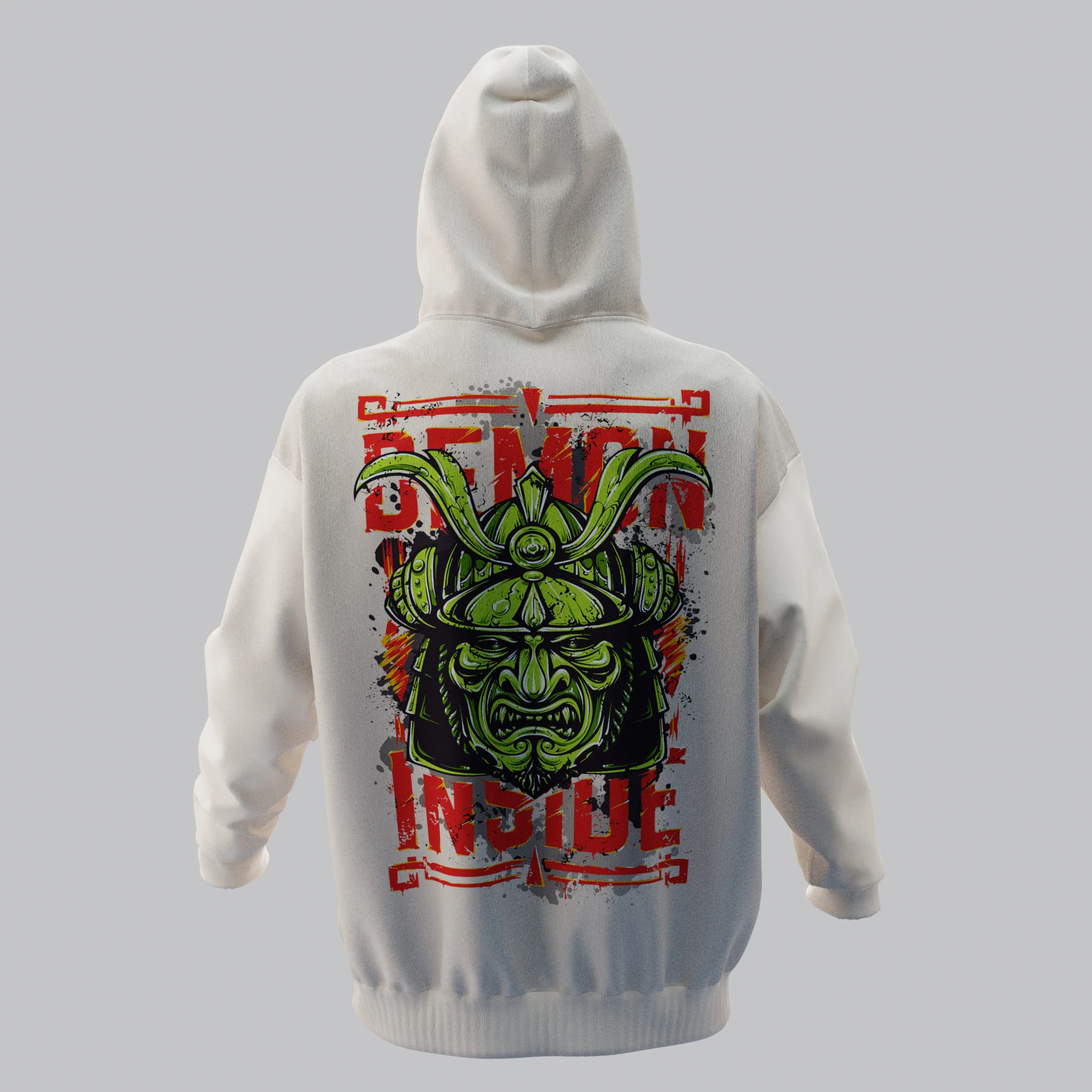 DEMONINSIDE Kırık Beyaz Oversize Hoodie 