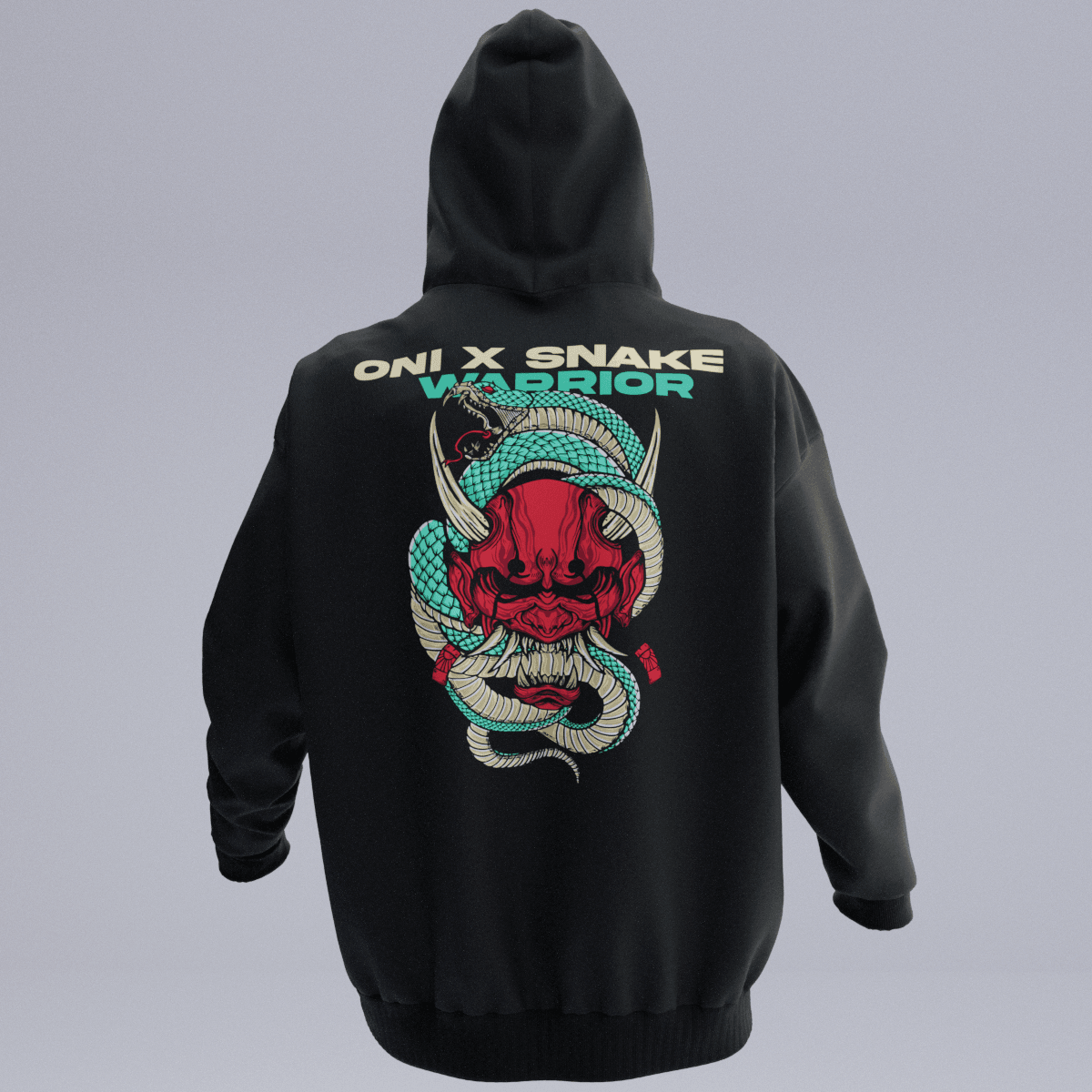 ONIxSNAKE Siyah Oversize Kalıp Hoodie