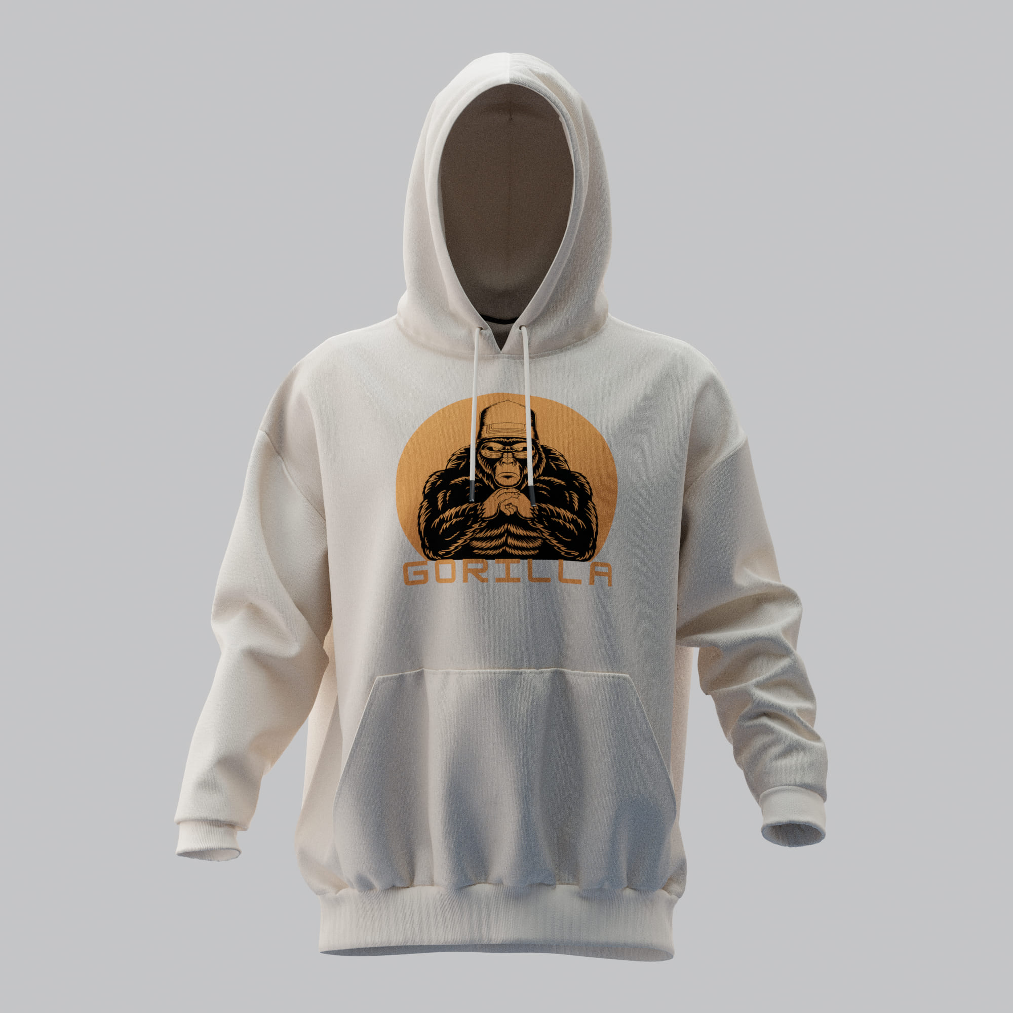 GORILLA Kırık Beyaz Oversize Hoodie