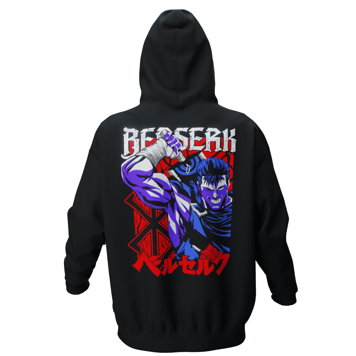 BERSERK Siyah Oversize Kalıp Hoodie