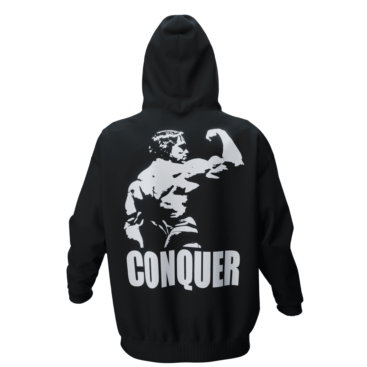 CONQUER Siyah Oversize Kalıp Hoodie