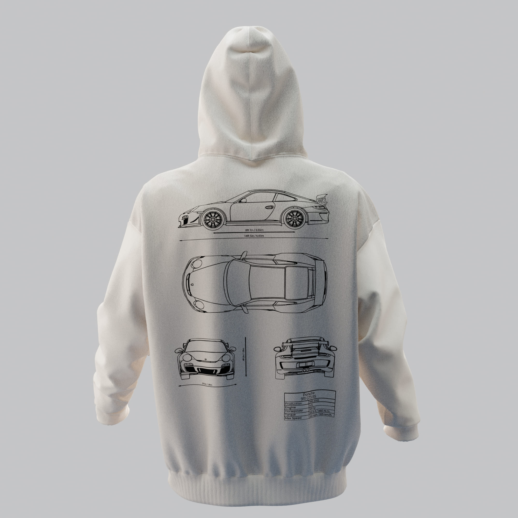 PORSCHE Kırık Beyaz Oversize Hoodie