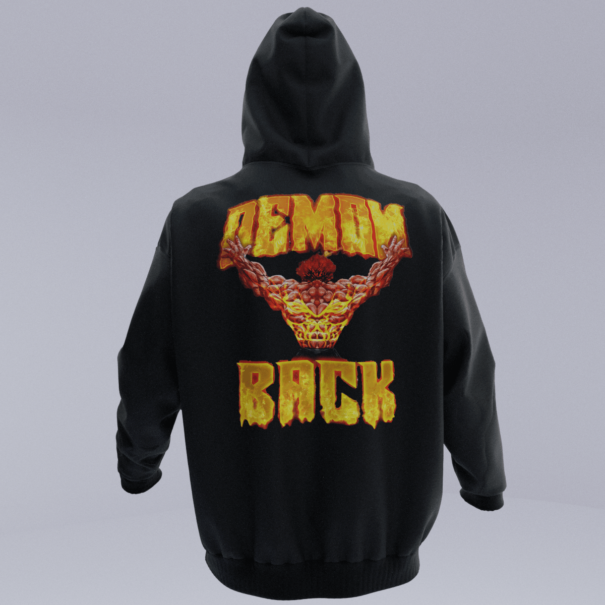 DEMONBACK Siyah Oversize Kalıp Hoodie