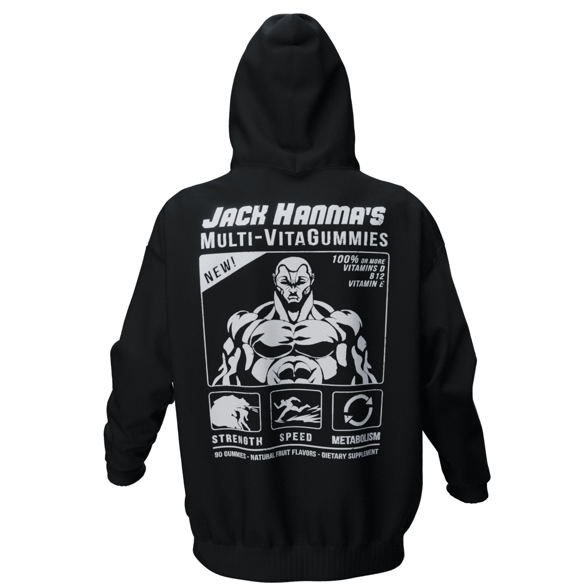 JACK HANMA Siyah Oversize Hoodie