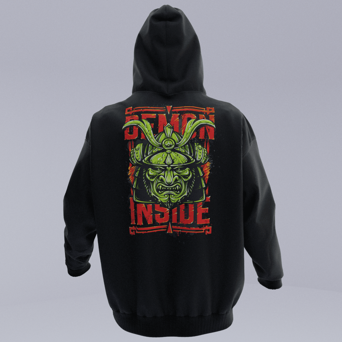 DEMONINSIDE Siyah Oversize Kalıp Hoodie