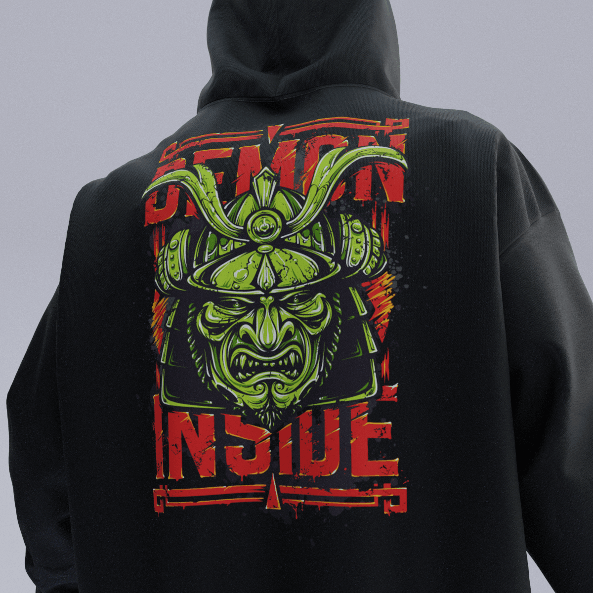 DEMONINSIDE Siyah Oversize Kalıp Hoodie