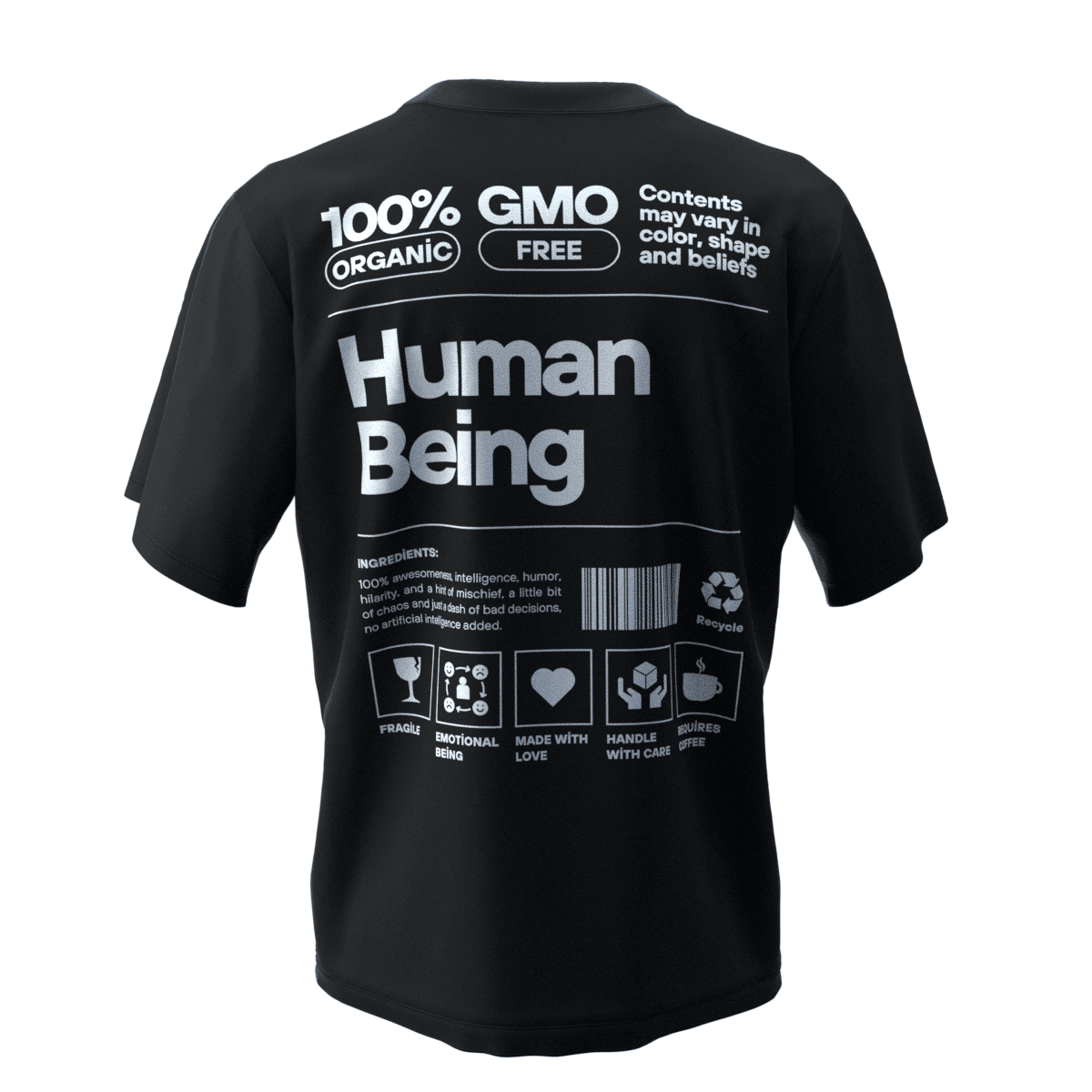 HUMANBEING Siyah Oversize Kalıp T-Shirt