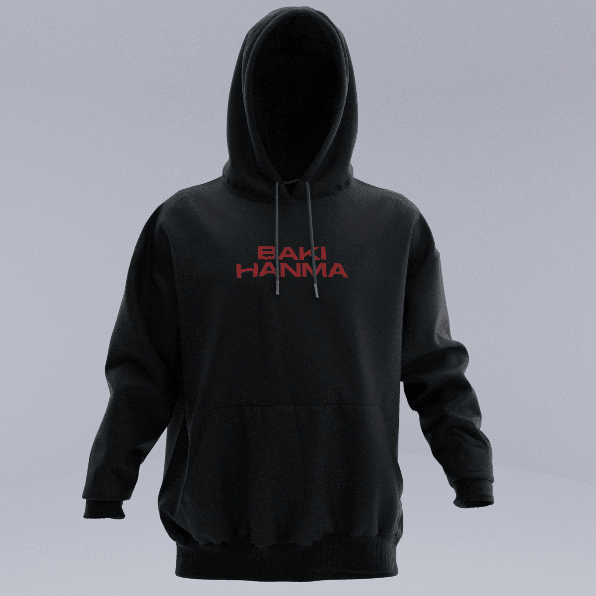 BAKI Siyah Oversize Kalıp Hoodie