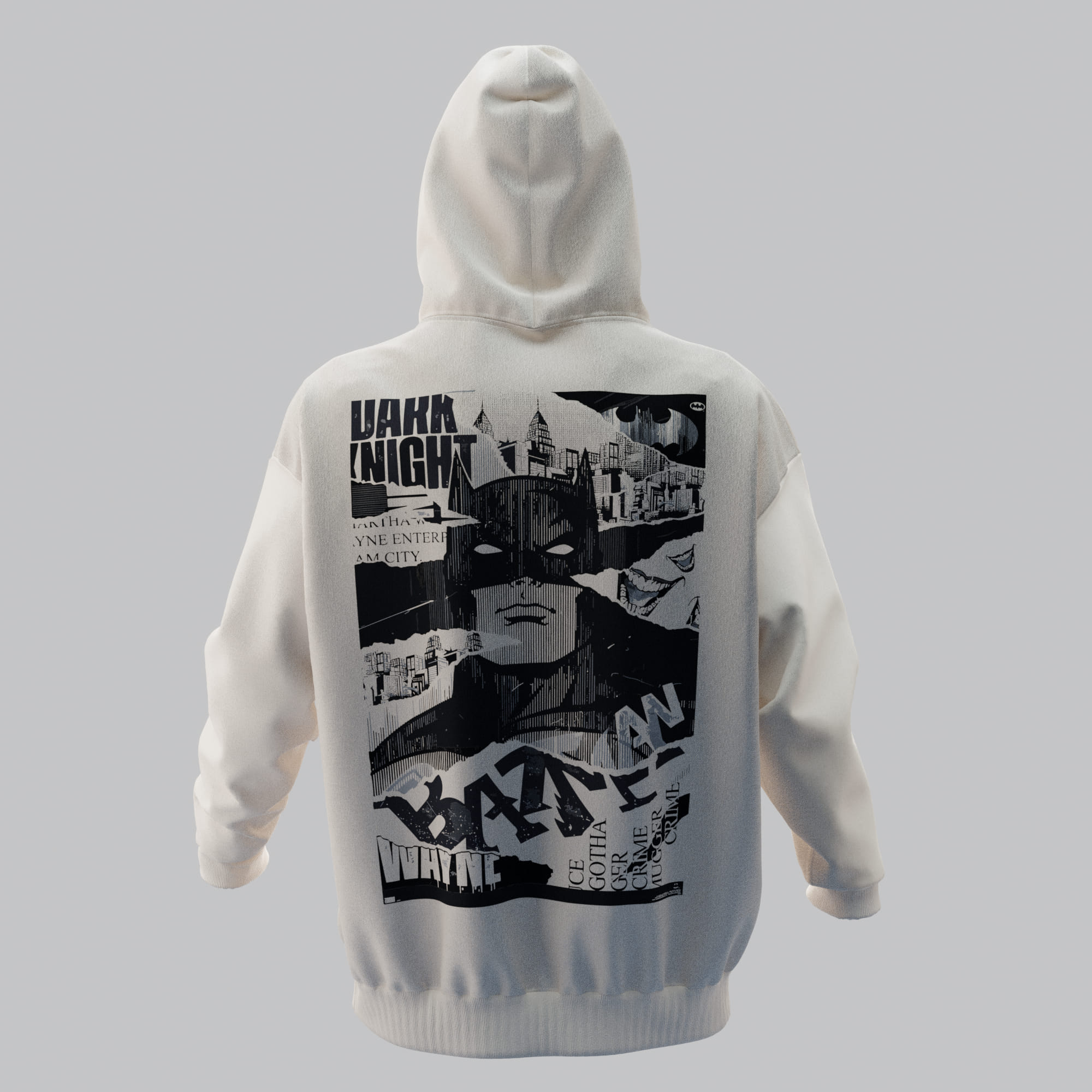 BATMAN COMIC Kırık Beyaz Oversize Hoodie