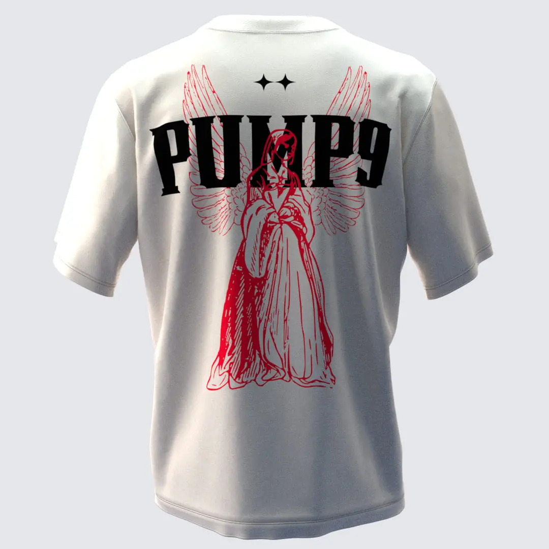 ゆ*ら様 Angel Tee FROLIC PRINT soorploom 20 PUMP9® - ANGEL Kırık Beyaz Oversize T-Shirt