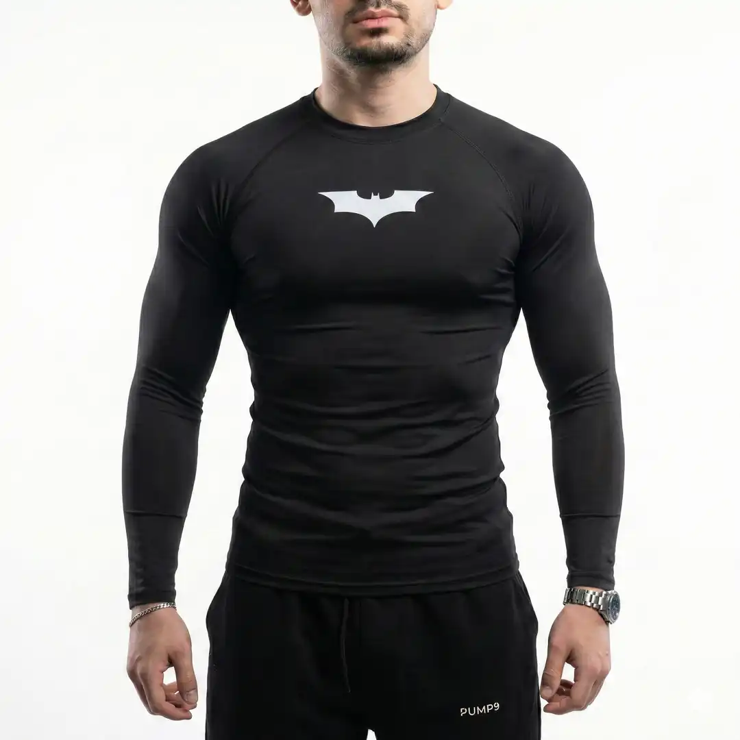 Batman Siyah Long Sleeve Compression T-Shirt