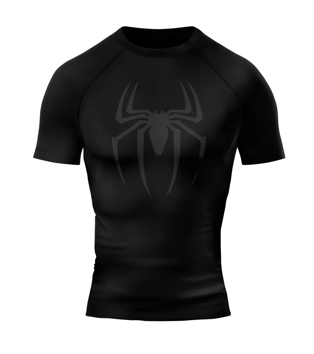 SPIDERMAN Siyah Short Sleeve Compression T-Shirt - SILVER