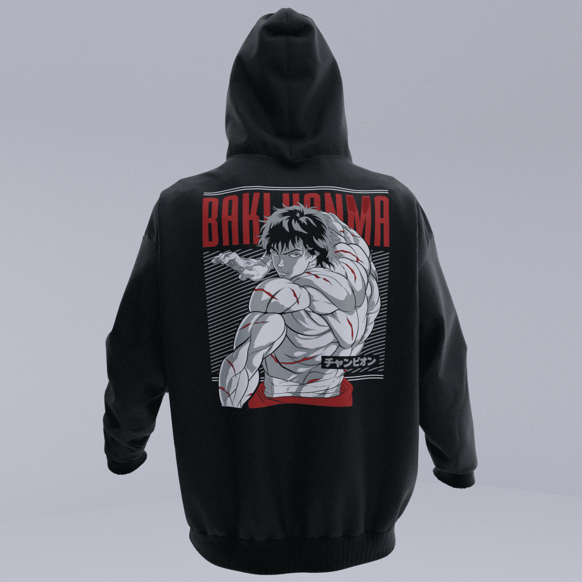 BAKI Siyah Oversize Kalıp Hoodie