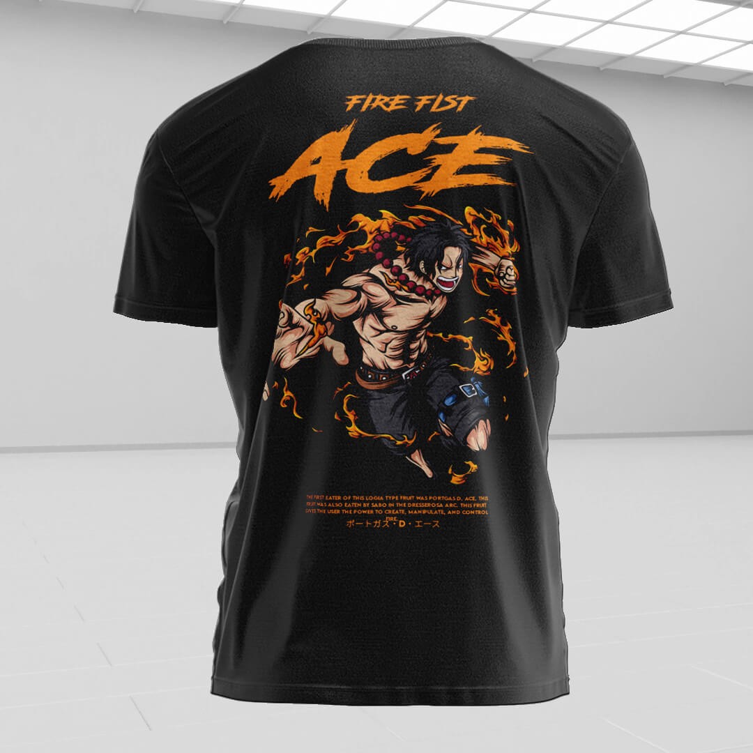 ACE Siyah Sırt Baskılı T-Shirt