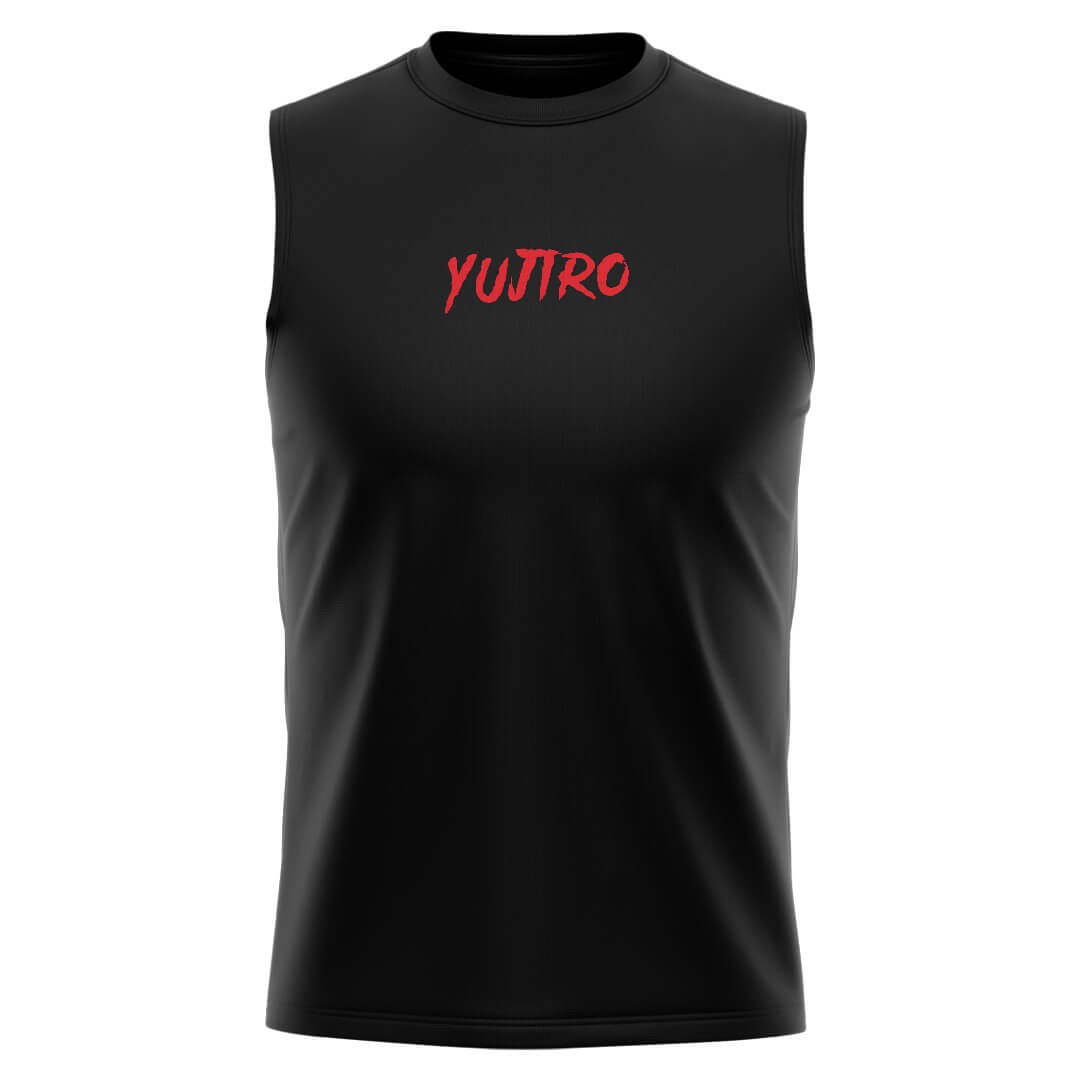 YUJIRO Siyah Regular Fit Sleeveless T-Shirt