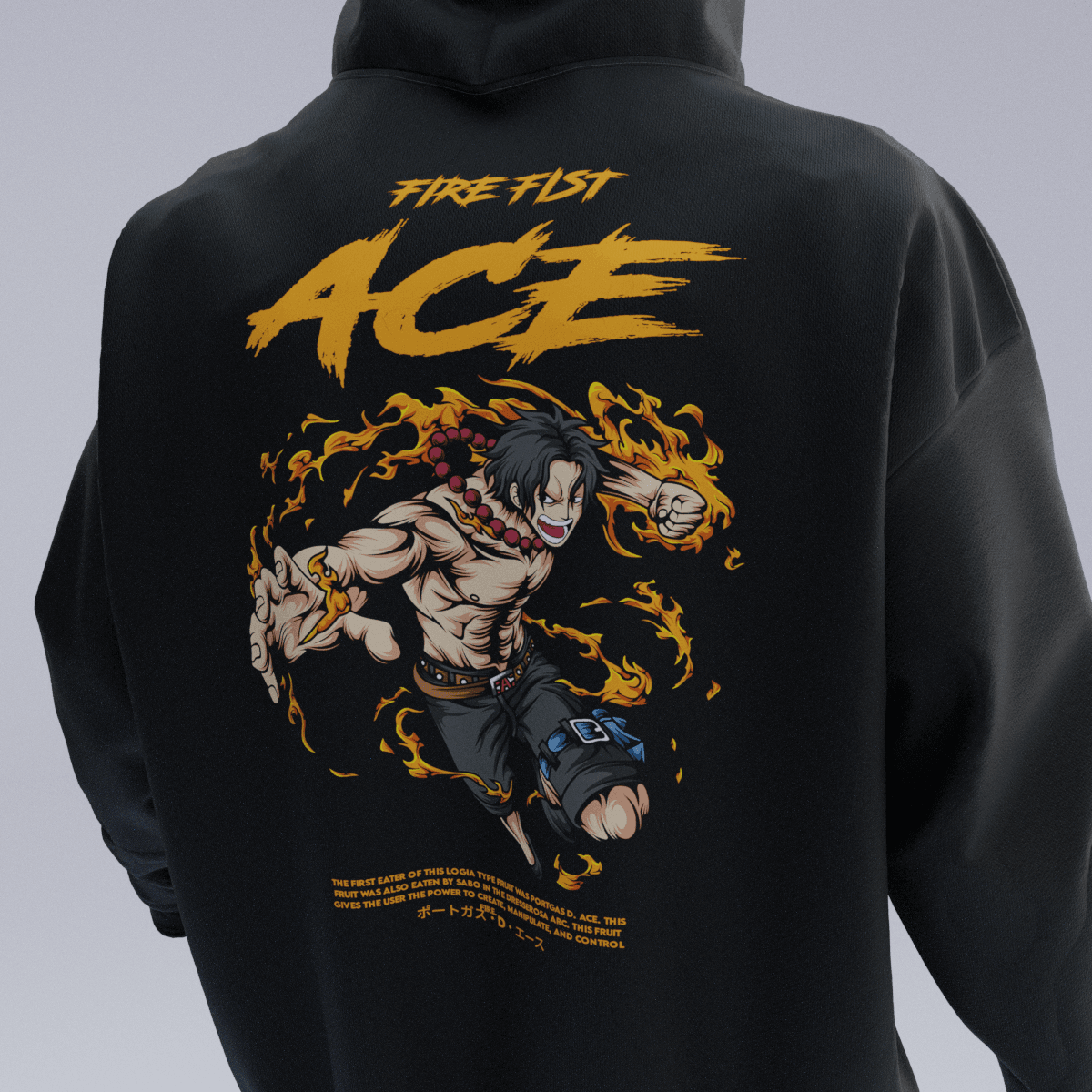 ACE Siyah Oversize Kalıp Hoodie