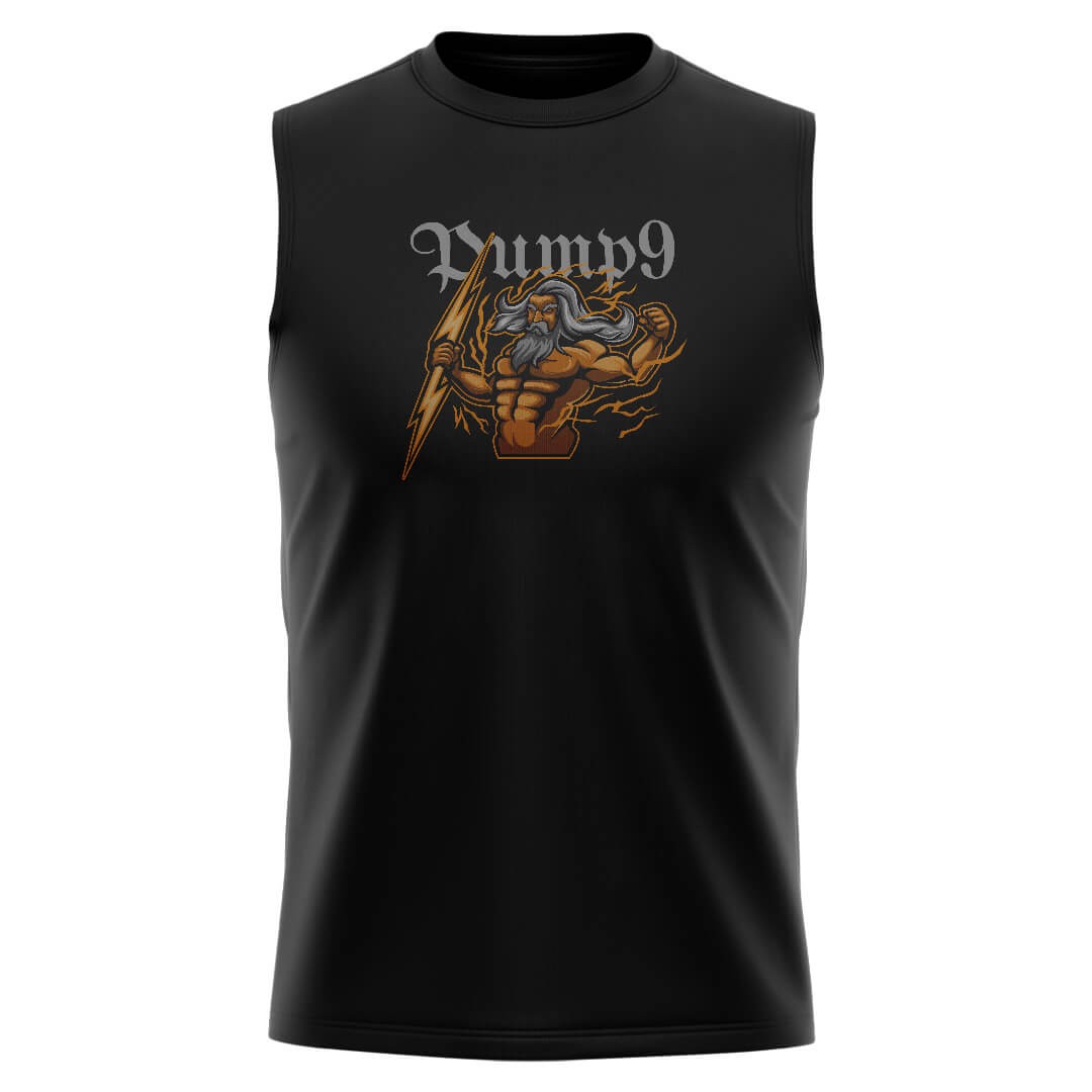 ZEUS Siyah Regular Fit Sleeveless T-Shirt