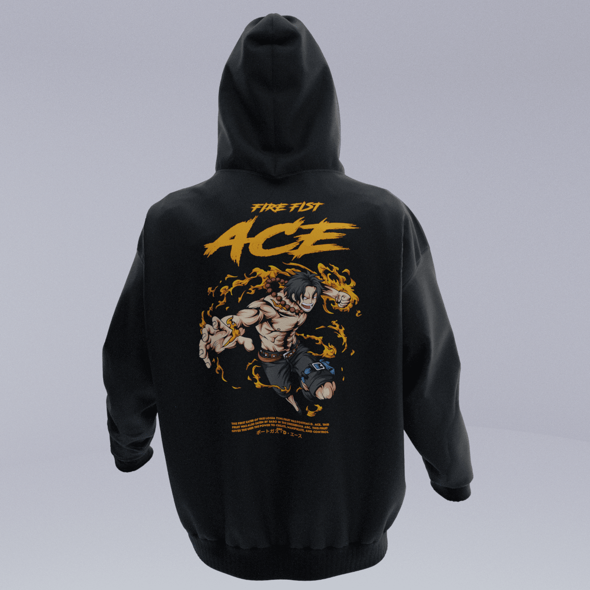 ACE Siyah Oversize Kalıp Hoodie