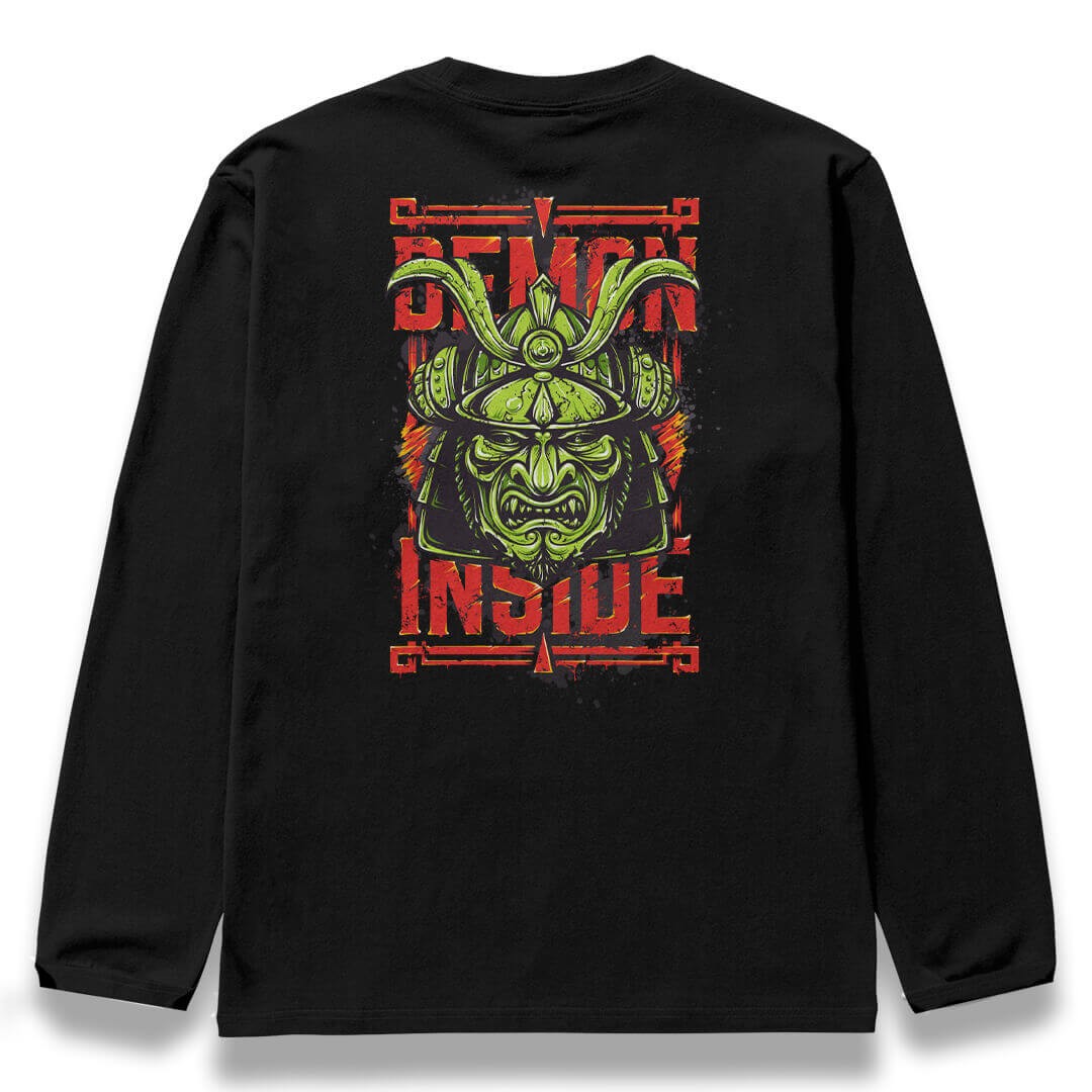 DEMONINSIDE Siyah Oversize Kalıp Long Sleeve