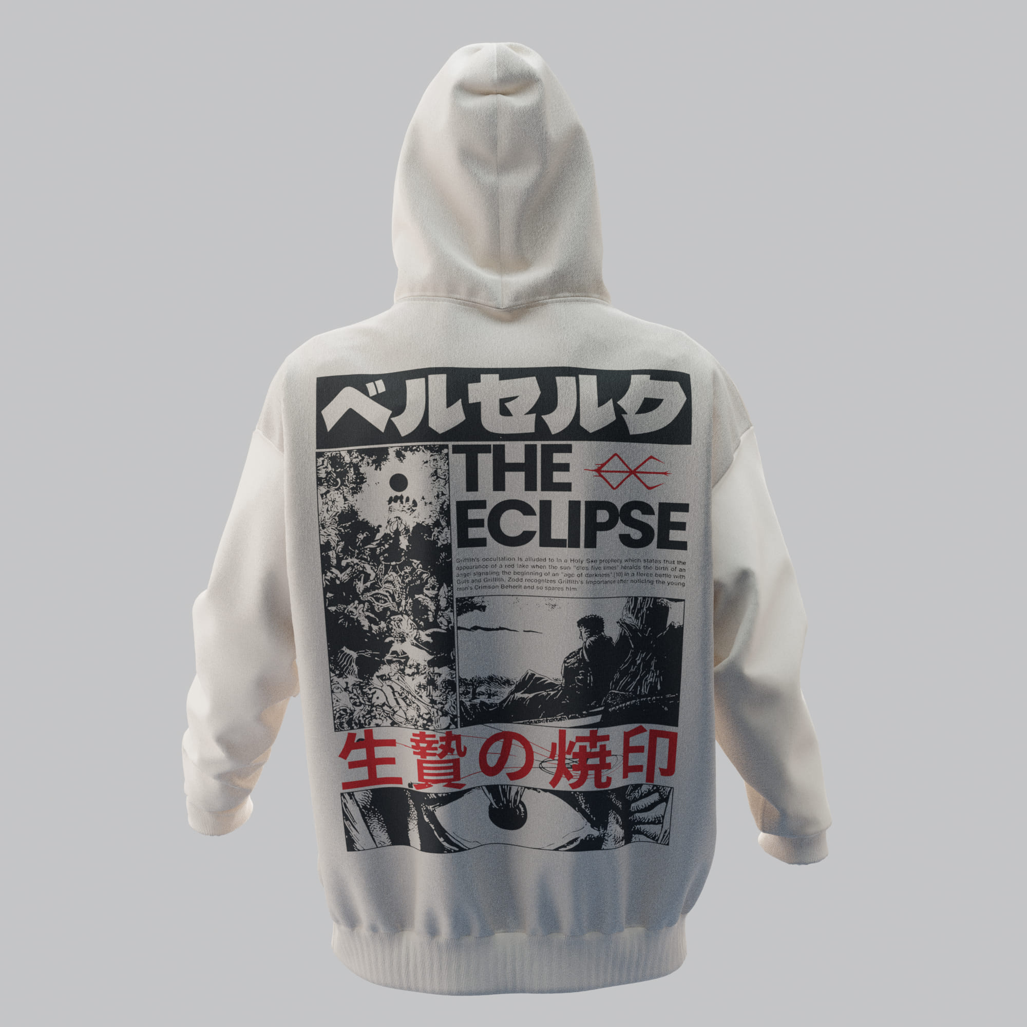 BERSERK Kırık Beyaz Oversize Hoodie